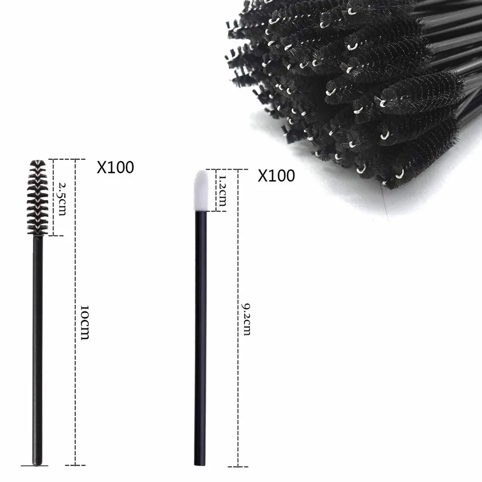 200 piezas Kits de pinceles de maquillaje desechables negro
