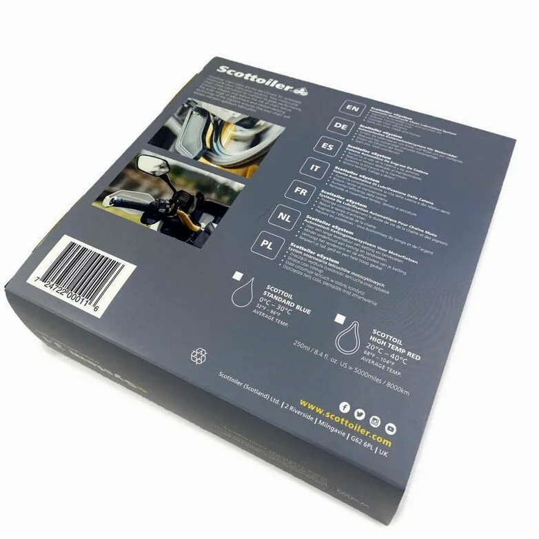 Scottoiler eSystem - Engrasador automático de cadena – incluyendo All Climate biodegradable verde Scottoil…
