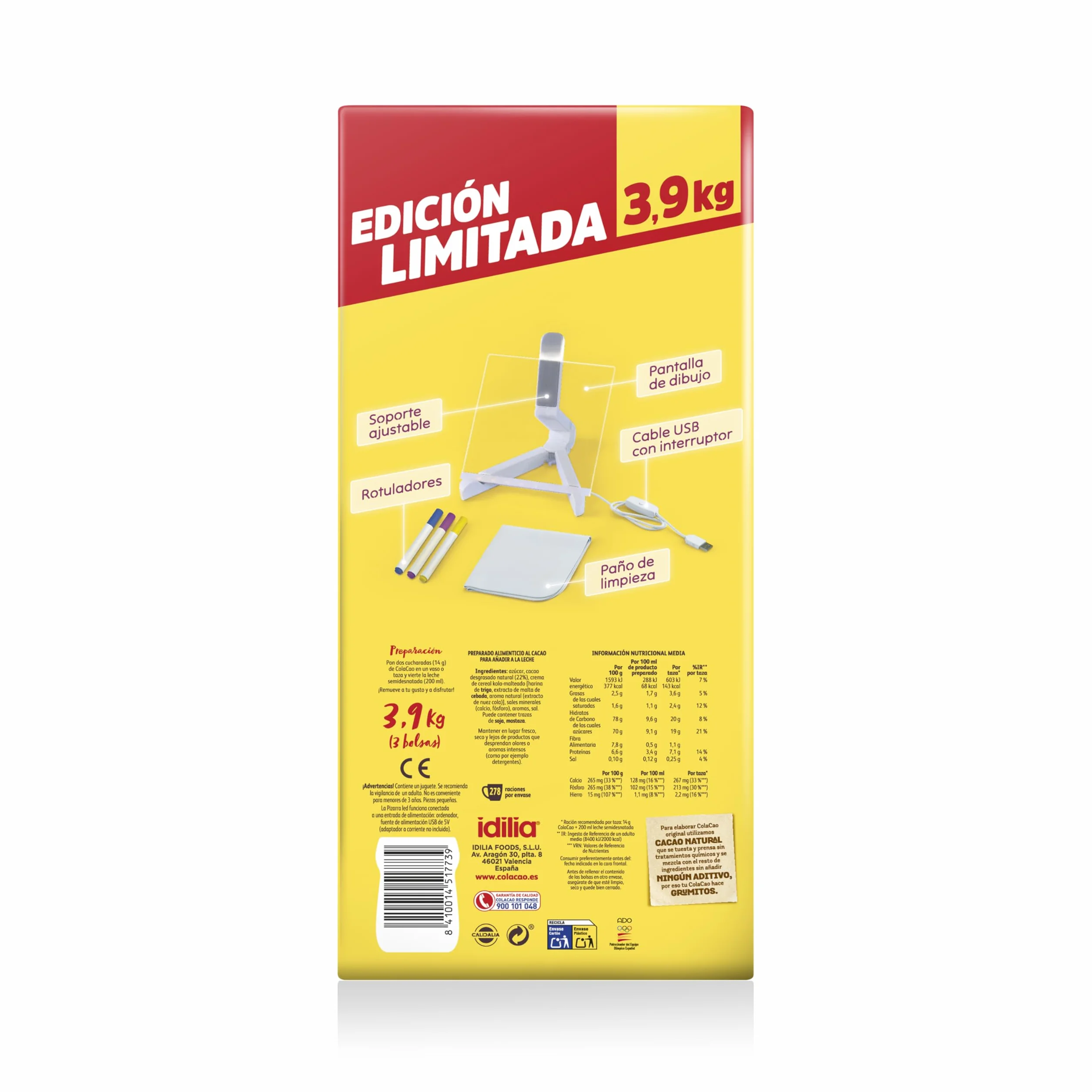 ColaCao Original Cacao Soluble Natural sin Aditivos 3,9 kg