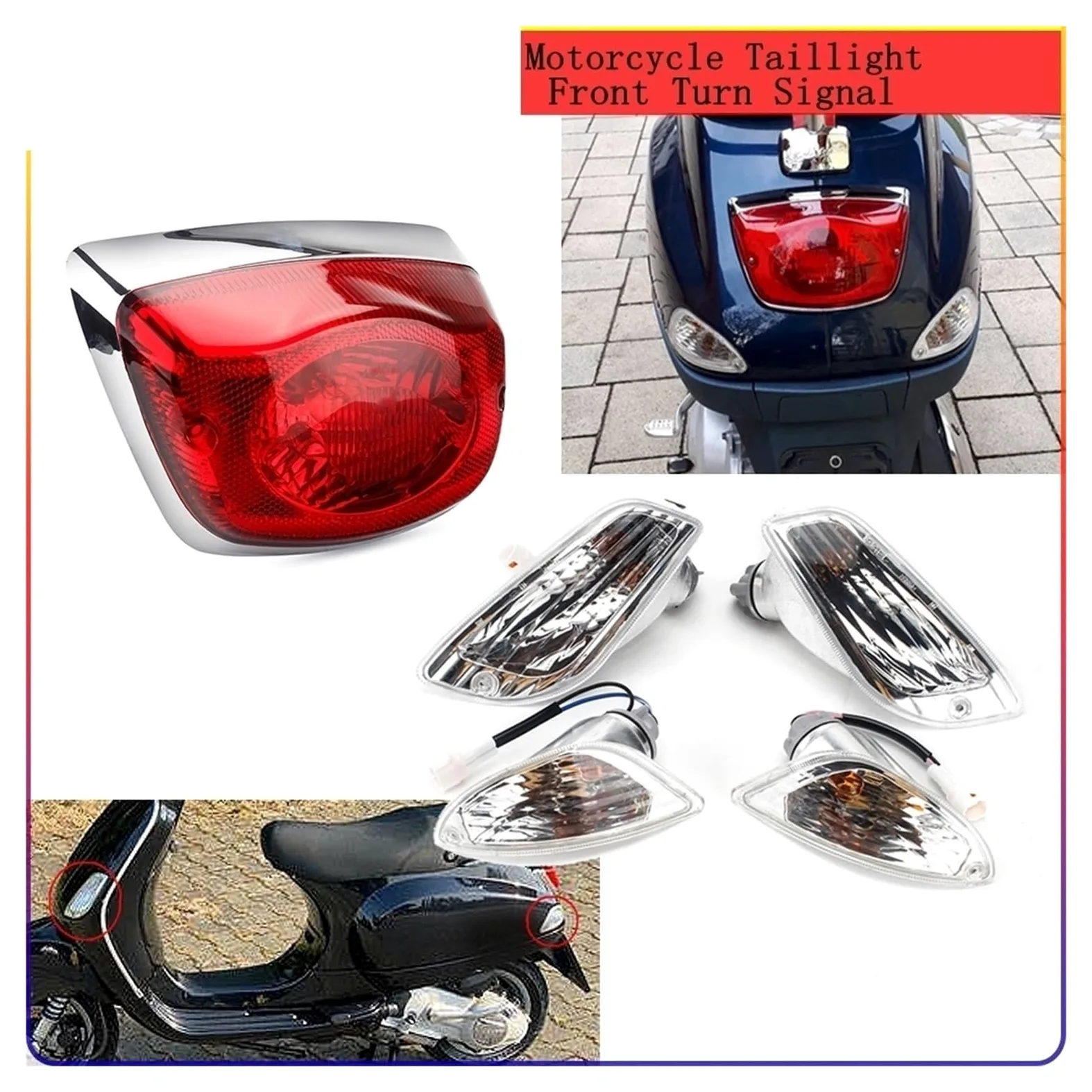 Luz Trasera para Scooter LX 50 125 150 S50 S125 S150 LXV, luz de señalización Delantera Trasera Intermitente luz indicadora Trasera para Motocicleta Lámpara traseras