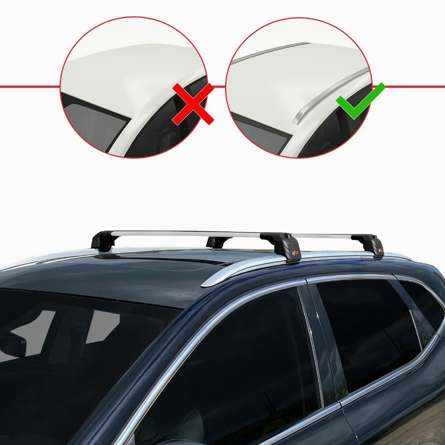 Compatible con MG HS (AS23) 2018-2024 Modelo Ace-2 Barra de Techo Auto Portaequipajes Barras Transversales Gris Aluminio 2 Barras
