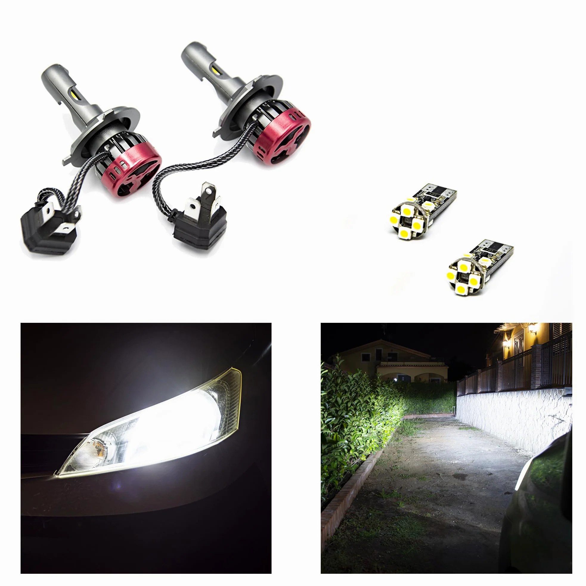 Kit LUCES LED H4 + BOMBILLAS DE POSICIÓN T10 para NISSAN NV200 9000Lumen 6000K conversión de luces halógenas a led CANBUS