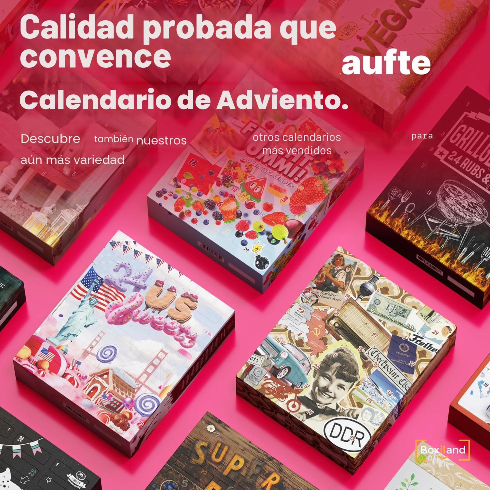 UMBRELLA® Calendario de Adviento USA 2025 con Golosinas Americanas Originales – 24 Dulces USA para Niños, Mujeres y Hombres