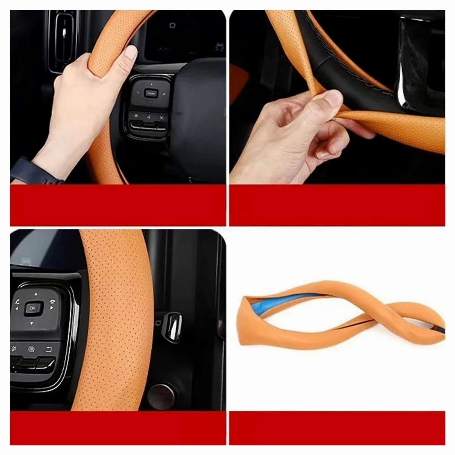Funda Volante Cuero Antideslizante Transpirable para Haval H9 2.º 2024 2025 Accesorios Interiores Modificados(Black)