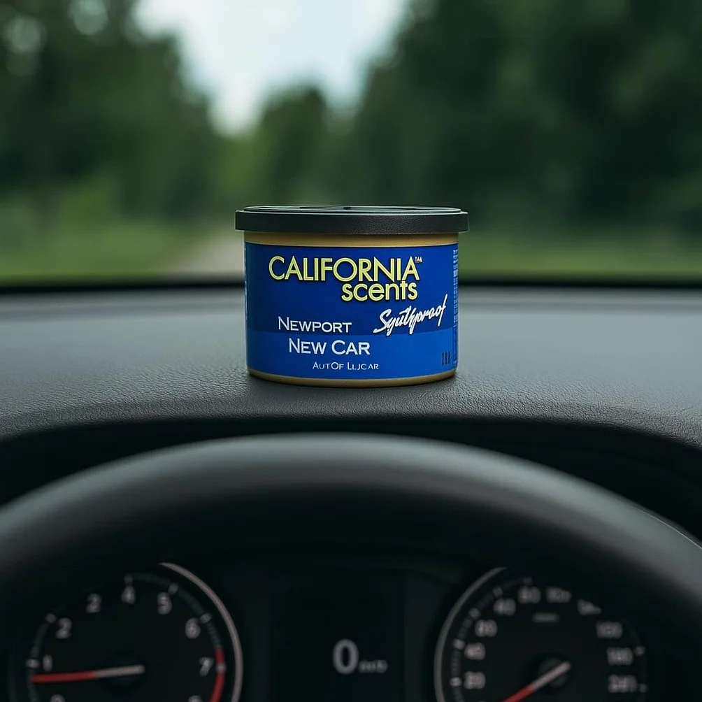 AutoFullCar – California Scents Ambientador de Coche Aroma “Coche Nuevo” – Fragancia Duradera (hasta 30 Días) – Intensidad Regulable – Formato Lata 42 g – Aroma Fresco y Premium (2 UNIDADES)