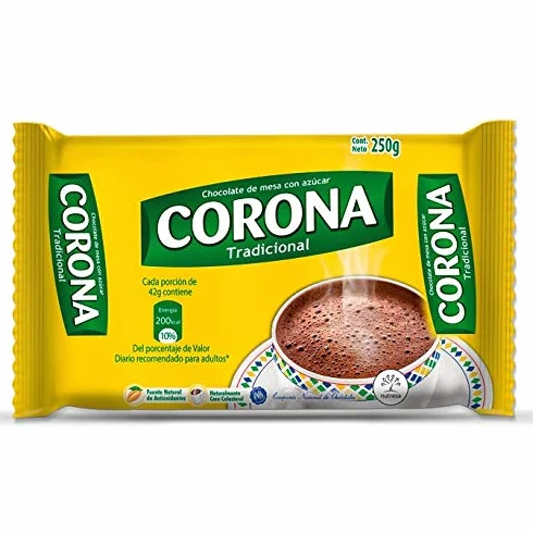 Corona Preparado de Cacao con Azúcar en Tableta para Fundir 250g 10 Tabletas