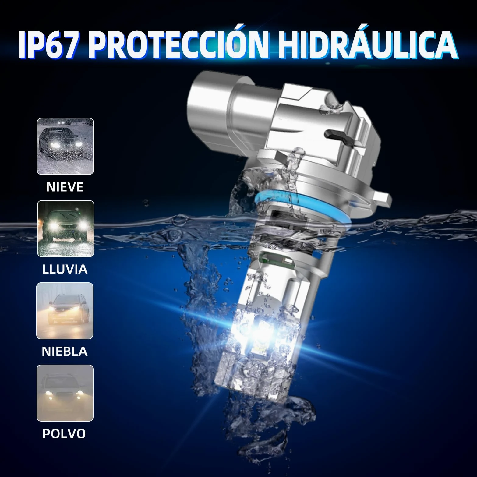 Sinoparcel HIR2/9012 Bombilla de Faro LED, Blanco 6500K | 500% Más Brillante, Haz Alta y Baja, con Ventilador de Refrigeración, 12V 35W, Paquete de 2