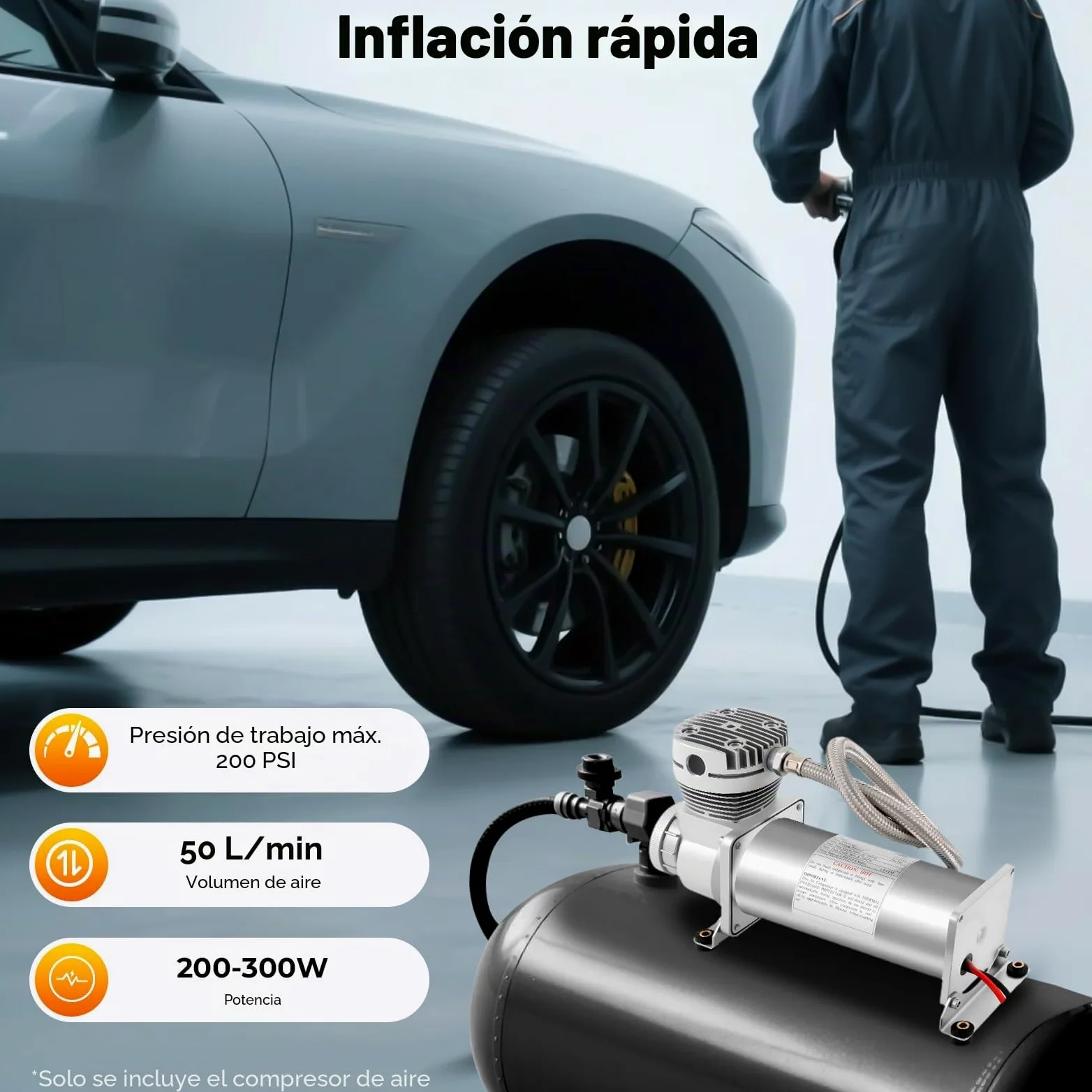 Kit de compresor de aire 200PSI 3/8 NPT, bocina de tren de aire de servicio pesado, compresor de suspensión Air Ride de 12 V, compresor de alto rendimiento para vehículos de motor, sistema de