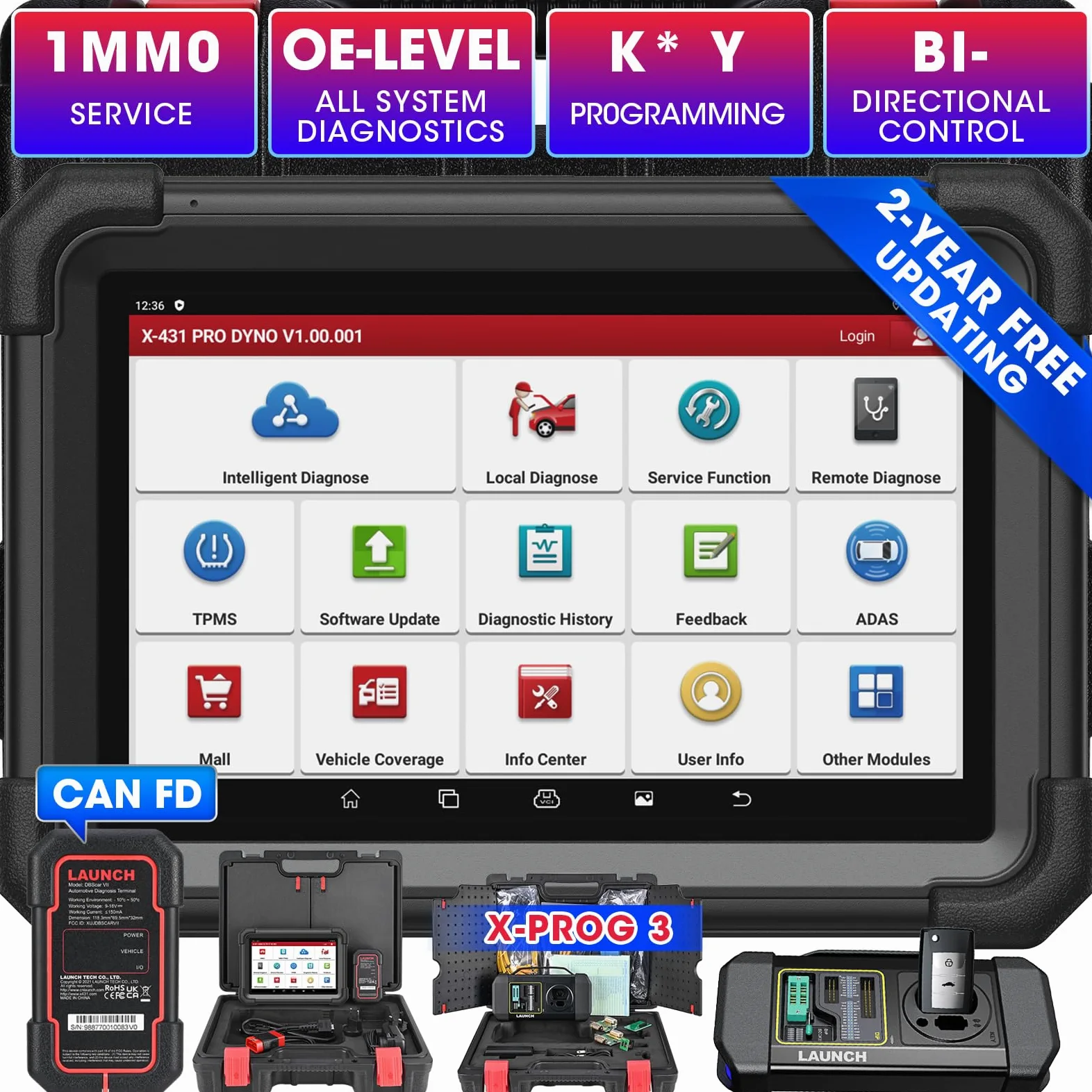 LAUNCH X431 IMMO Elite Key Herramienta de Programación, X431 Escáner con Programador PROG3, Bidireccional, Programación de Llaves, IMMO ECU Clone, 39+ Servicios, Prueba Activa (X431 IMMO Elite)