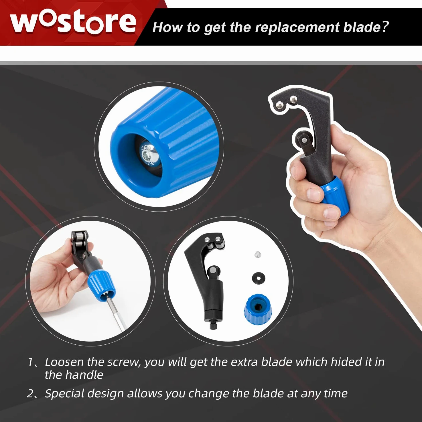 Wostore Juego de herramientas de abocardador, cortador de tubos, refrigeración, ventilación y aire acondicionado, para 7 tamaños de troqueles de 4,7 y 19 mm, 45º, resistente