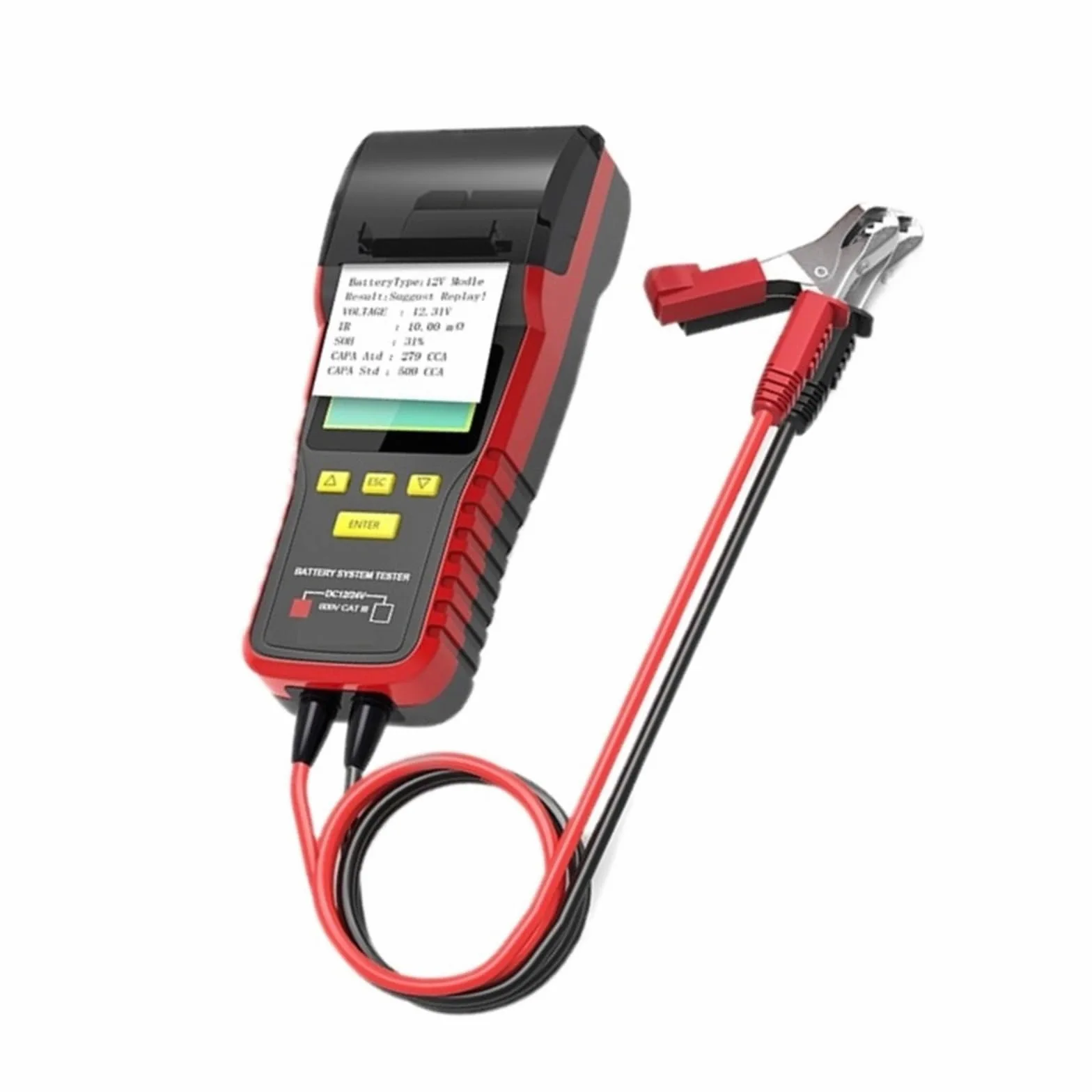 Comprobador De Batería Coche Con Impresora, 12 V/24 V, 100-2000 CCA, Digital Carga For, Arranque Y Detección Rápida Precisa