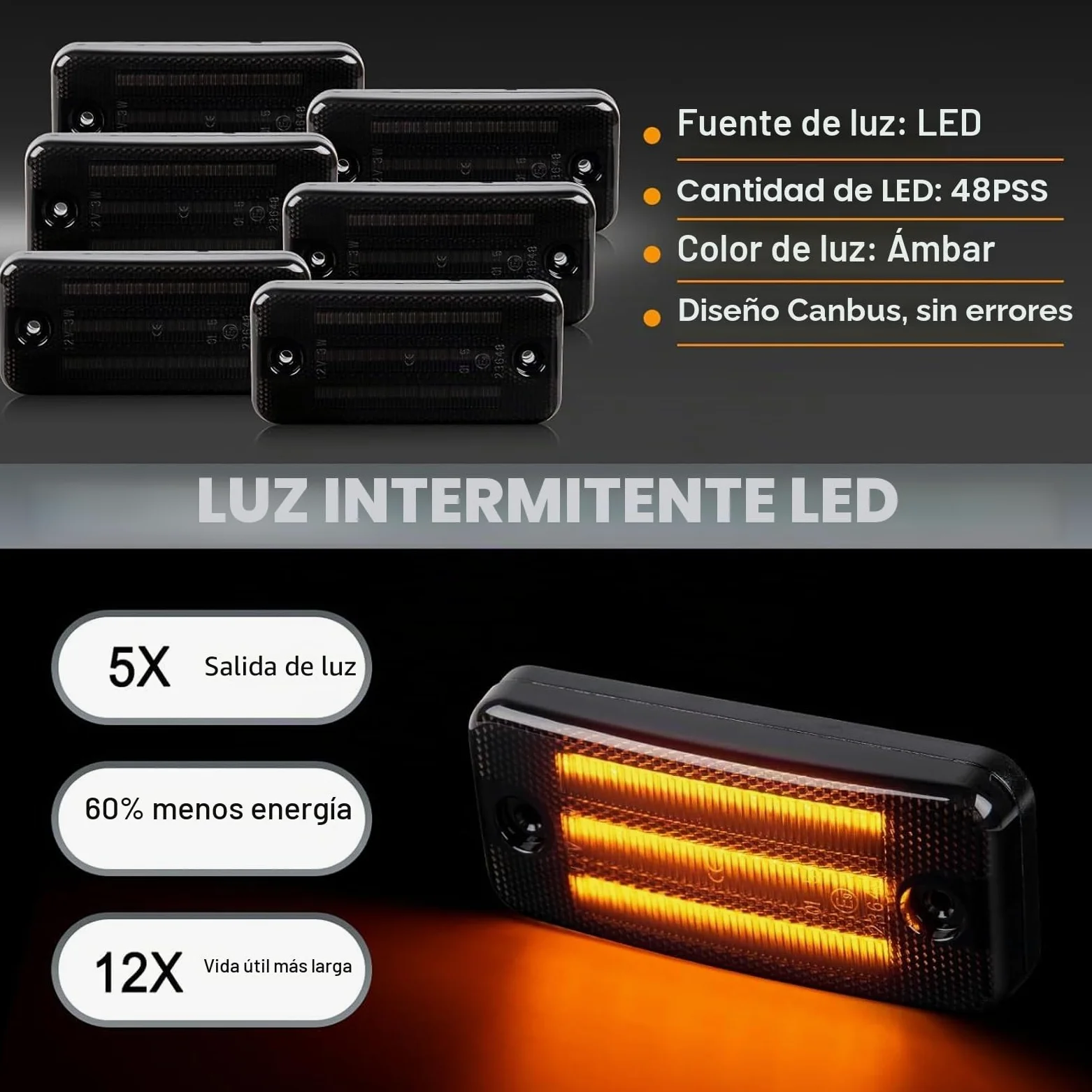 6 Piezas intermitente laterales LED para Fiat Ducato Citroen Relay Peugeot Boxer Trucks Magnum Midliner Midlum Premium 2 VOLVO FE FL II, Luce Intermitente Lateral
