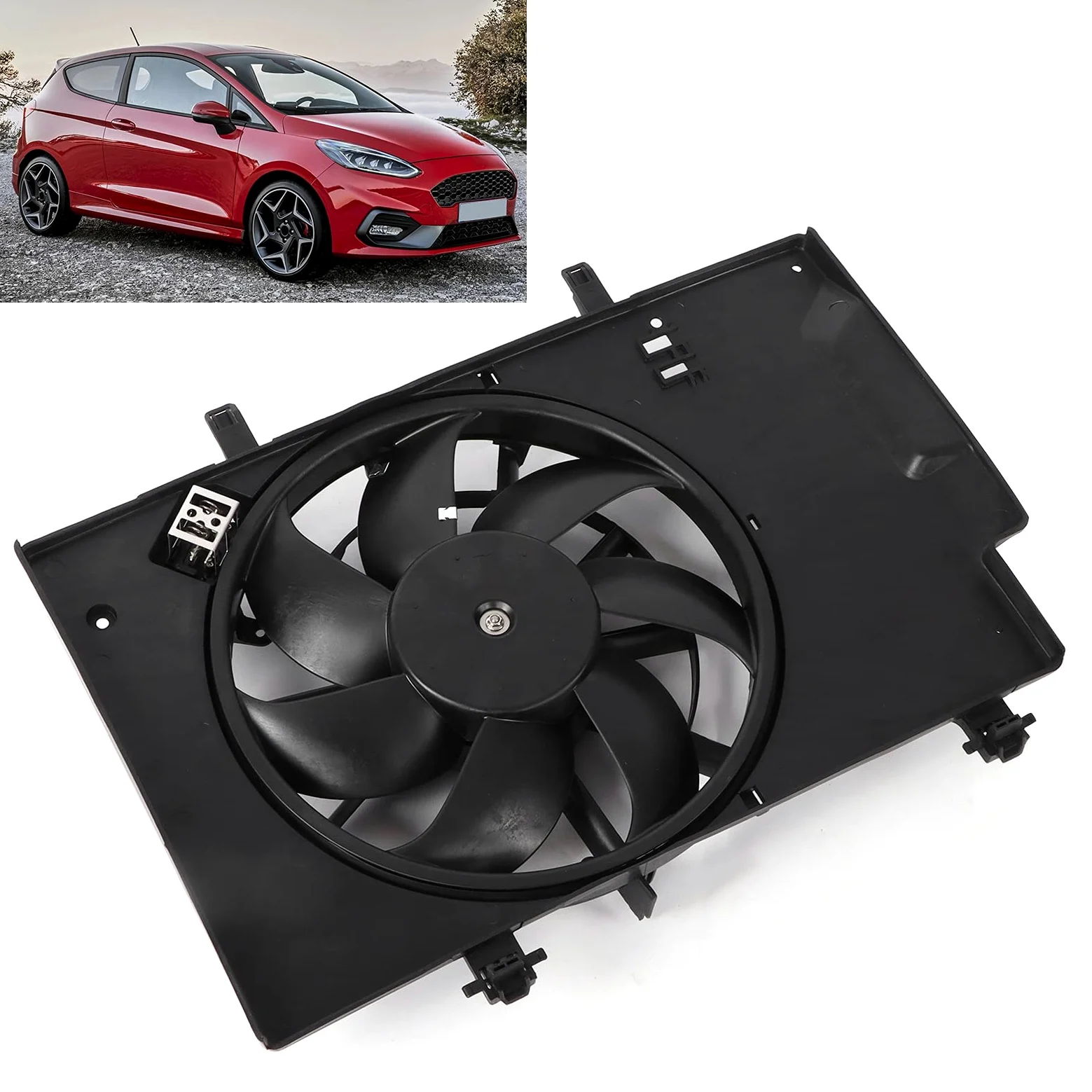 Radiador del Ventilador de Refrigeración del Motor del Automóvil C1B18C607FA Reemplazo para 2011-2018 DOHC Aspirado L4 Equilibrado Estáticamente de 4 Puertas Reemplazo para Hatchback en