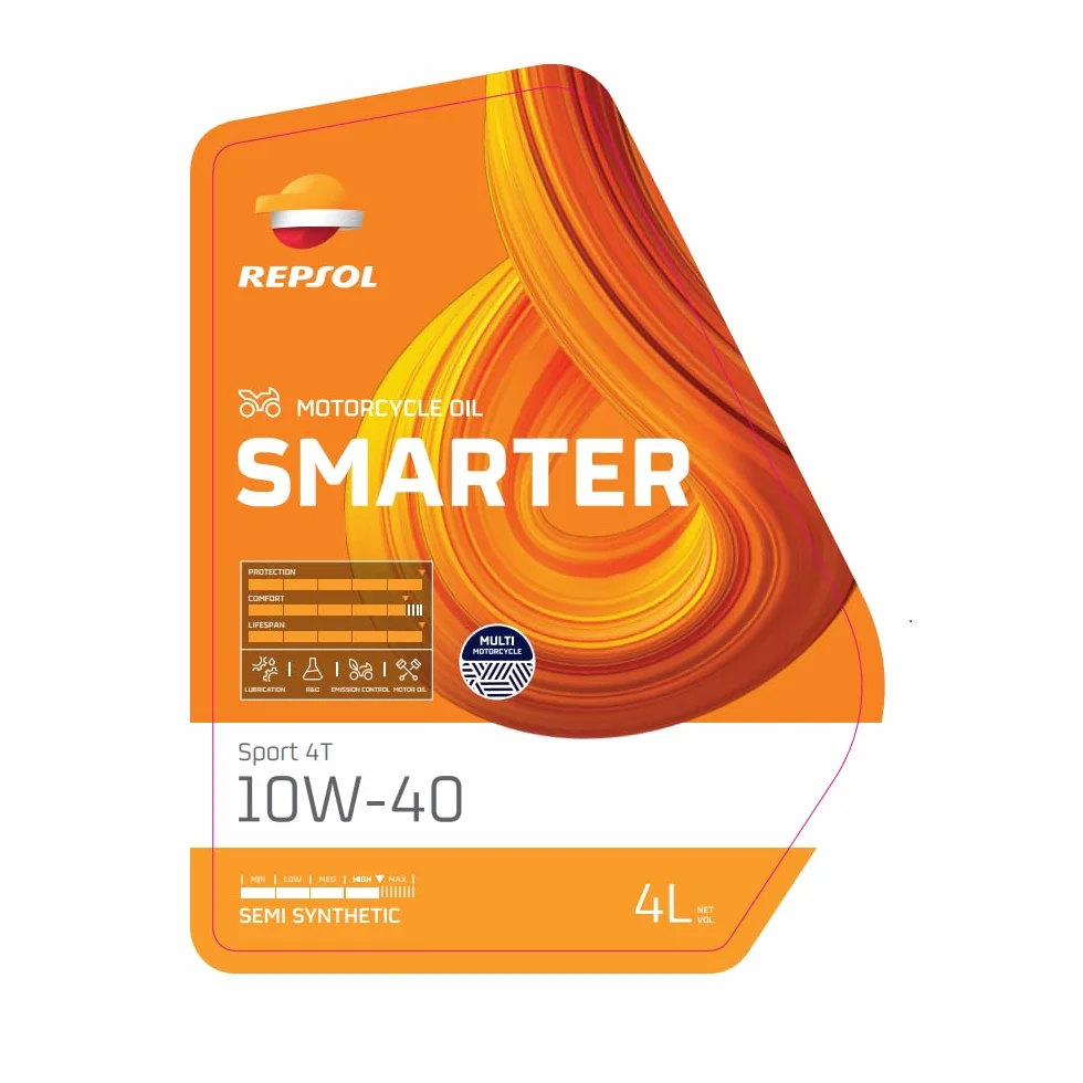 REPSOL aceite lubricante semisintético para moto SMARTER SPORT 4T 10W-40 4L