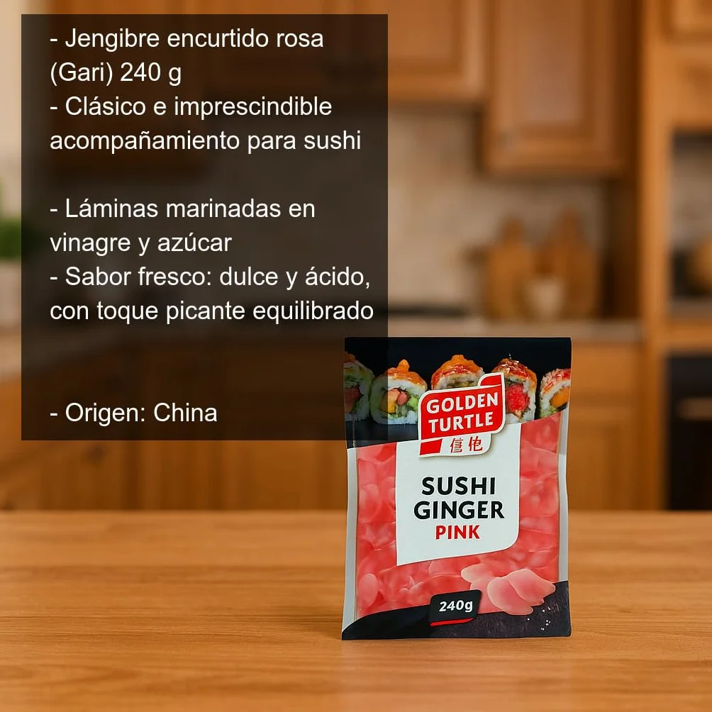 Gari Jengibre Encurtido Rosa 240 g para Sushi Acompañamiento Japonés