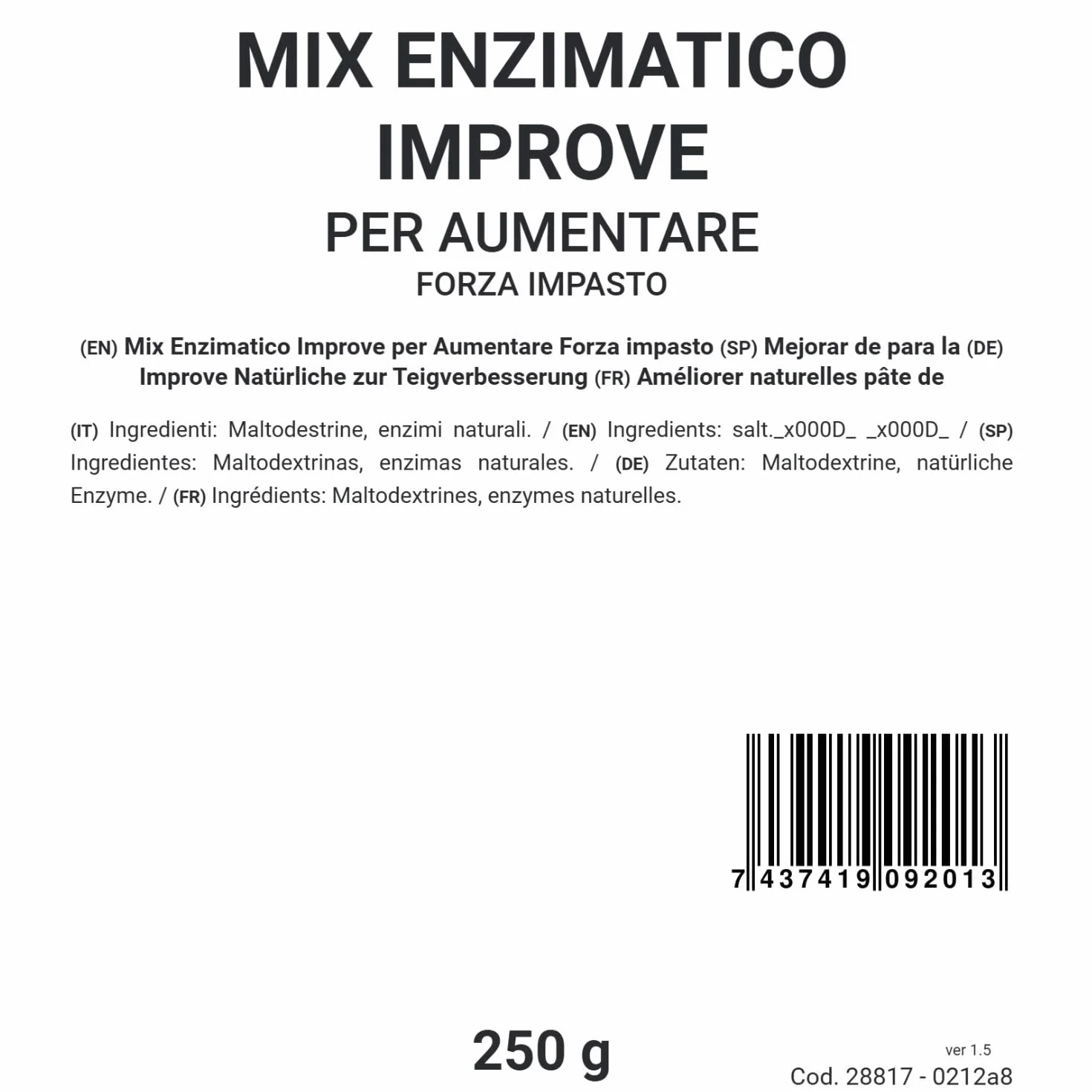 MikroTecnici Mezcla de Enzimas Naturales para Masa 250g