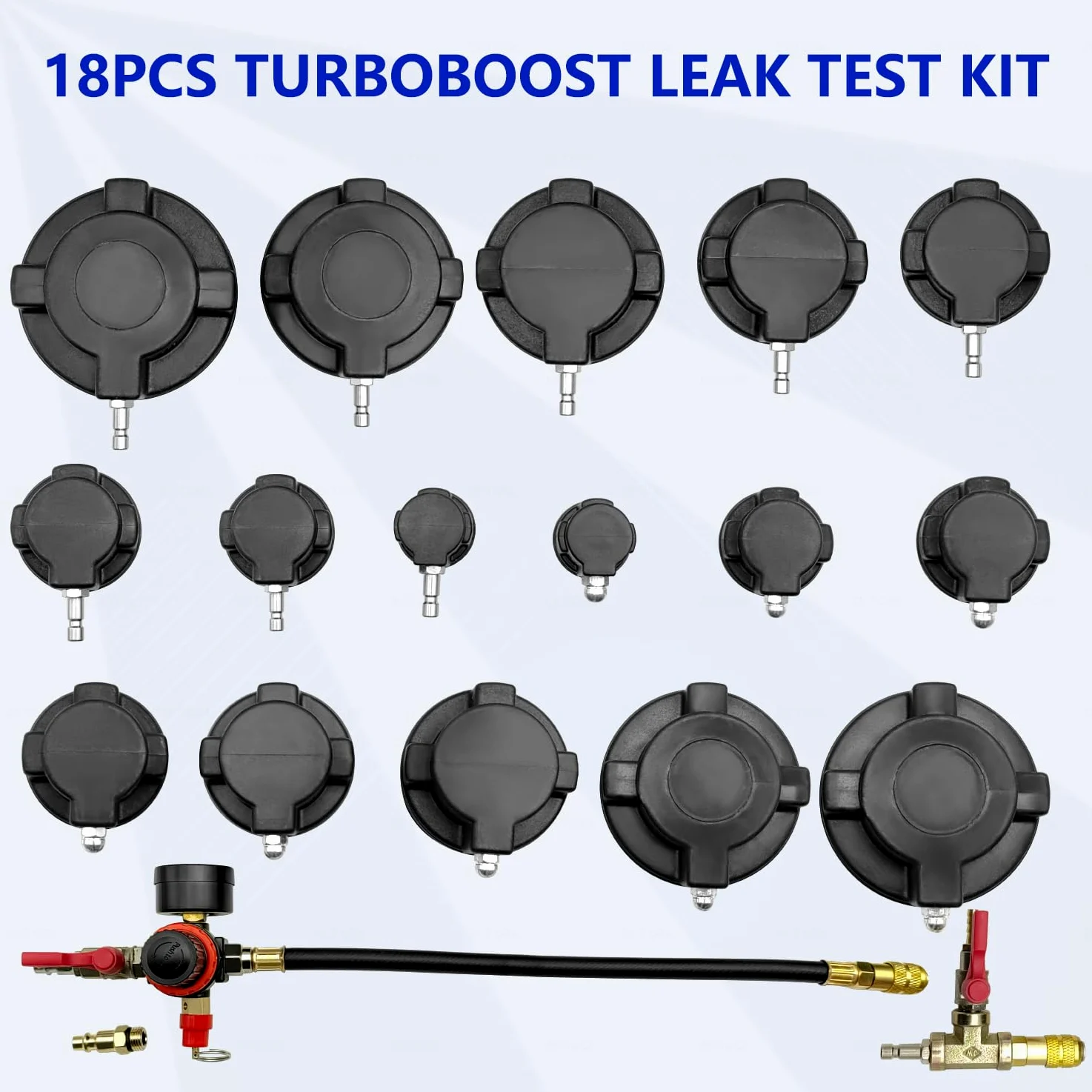 ZKTOOL 19 probadores de fugas de sistema turbo, medidor de presión de aire de turbocompresor, probador de fugas de presión de turbina, probador de fugas de manguera, con 7 pares de adaptadores