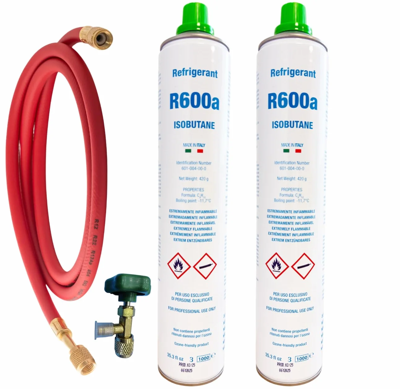 Kit Completo Recarga Frigorífico R600a Isobutano 840g Gas Refrigerante Ecológico