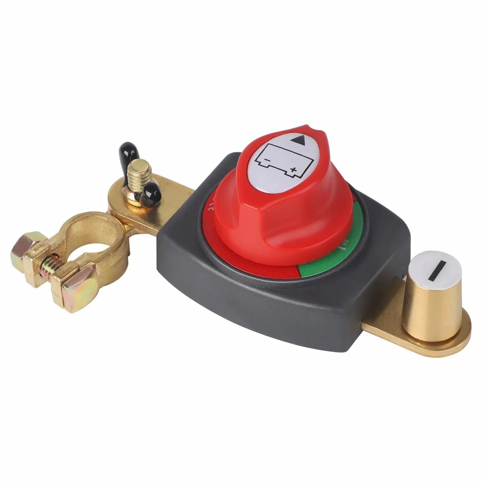 1 Uds 12V 275A interruptor aislador de desconexión de batería de 2 posiciones de encendido y apagado ajustable de alta resistencia terminales de latón for coche camión RV barco(Negative pole switch)