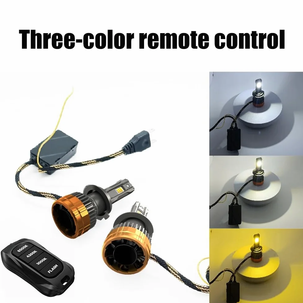 Bombilla LED Faros LED H4 De 2800W Kit Luces LED Repuesto | Con H1 H7 H11 9005 9006 9012 6500K 4300K ​​3000K Control Remoto Tricolor