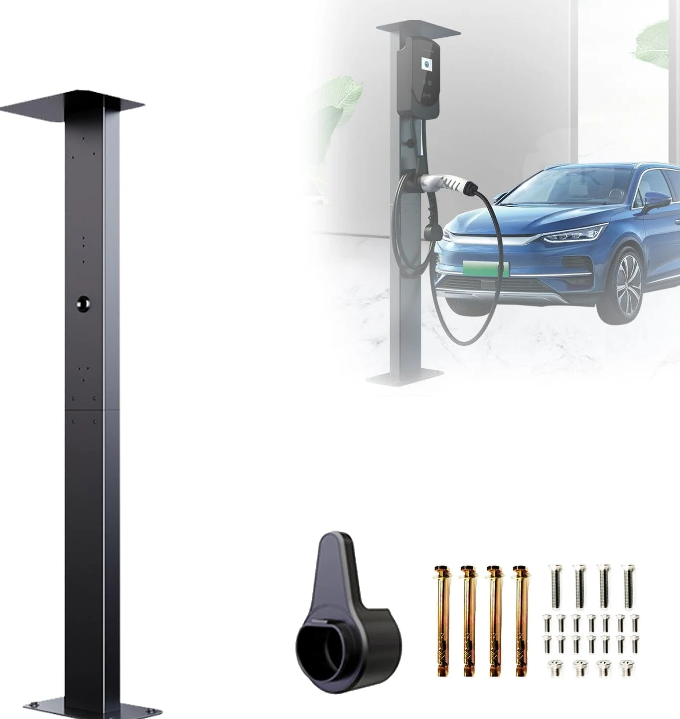 Soporte de pie para Wallbox, soporte de columna de carga EV, poste de montaje en pie, columna de carga EV para exteriores, poste de soporte para estaciones de carga Wallbox para coches