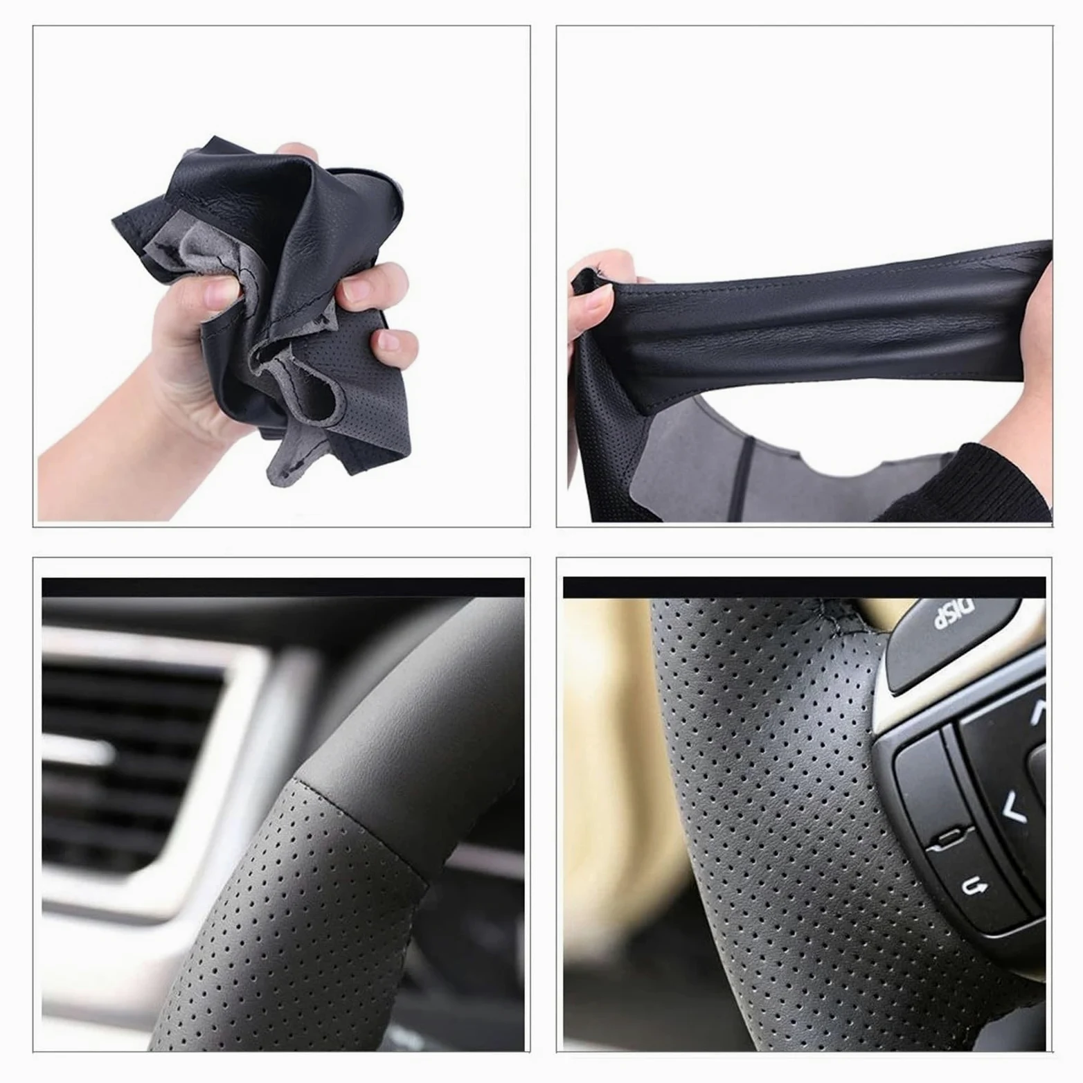 Cubierta Volante Coche Funda Volante Coche para Chevrolet para Cruze para Malibu para Sail para Spark para Captiva para Equinox para Trax para Tracker para Aveo para Lova Funda Volante Coche(Negro)