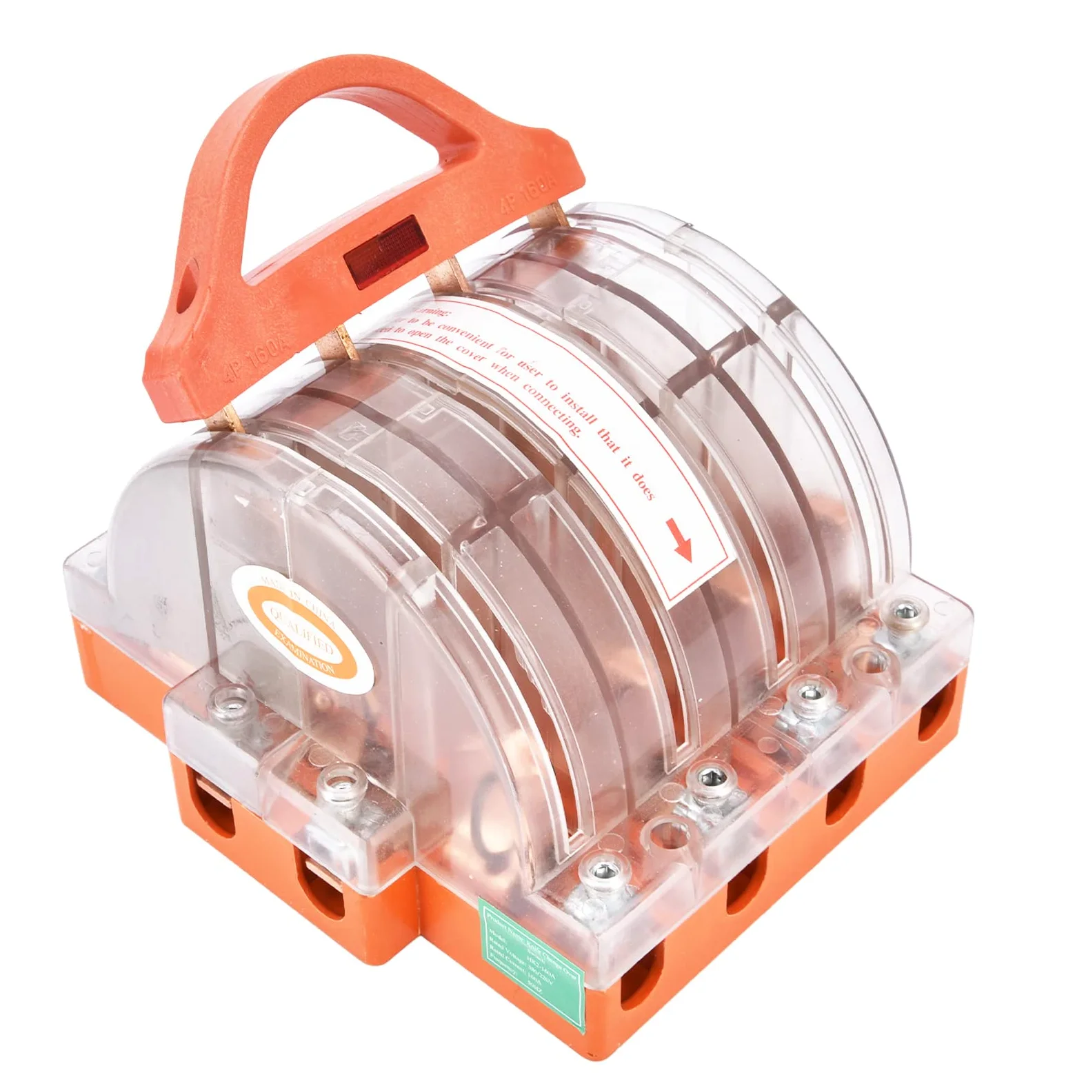 Interruptor de cuchilla transparente de 4 con indicadores LED, 160 A, AC380 V, para uso industrial y privado