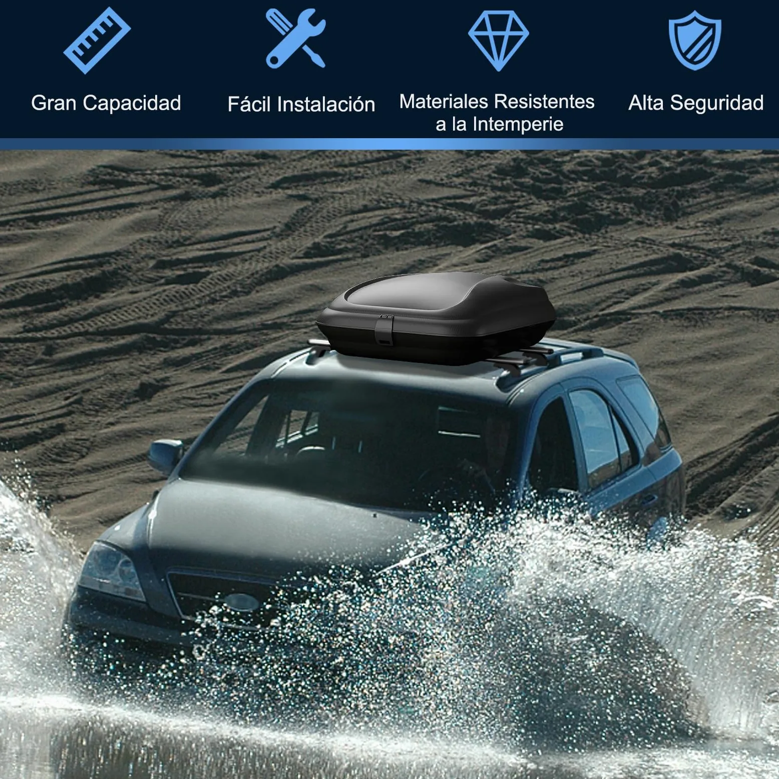 COSTWAY Cofre de Techo 250L, Cofre Techo Coche para Vehículo Impermeable con Llaves, Porta Equipaje de Automóvil, Caja de Equipaje de Techo para Coche, Vagone y SUV, Plata + Negro