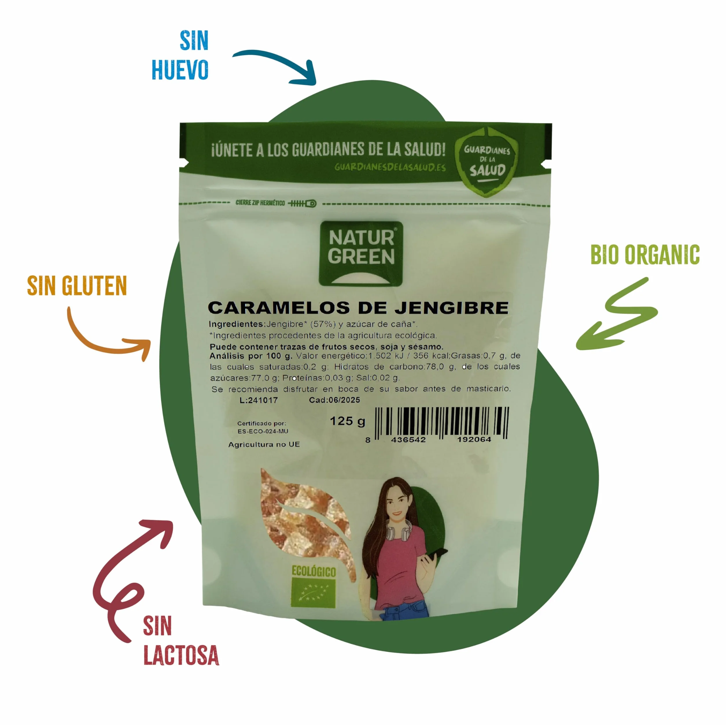 NaturGreen Caramelos de Jengibre 125 g