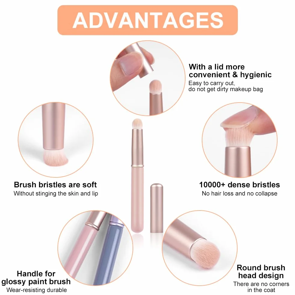 AOOWU Pincel Delineador de Labios, Set de Brochas de Maquillaje Profesional para Contorno Labios, 3 Piezas