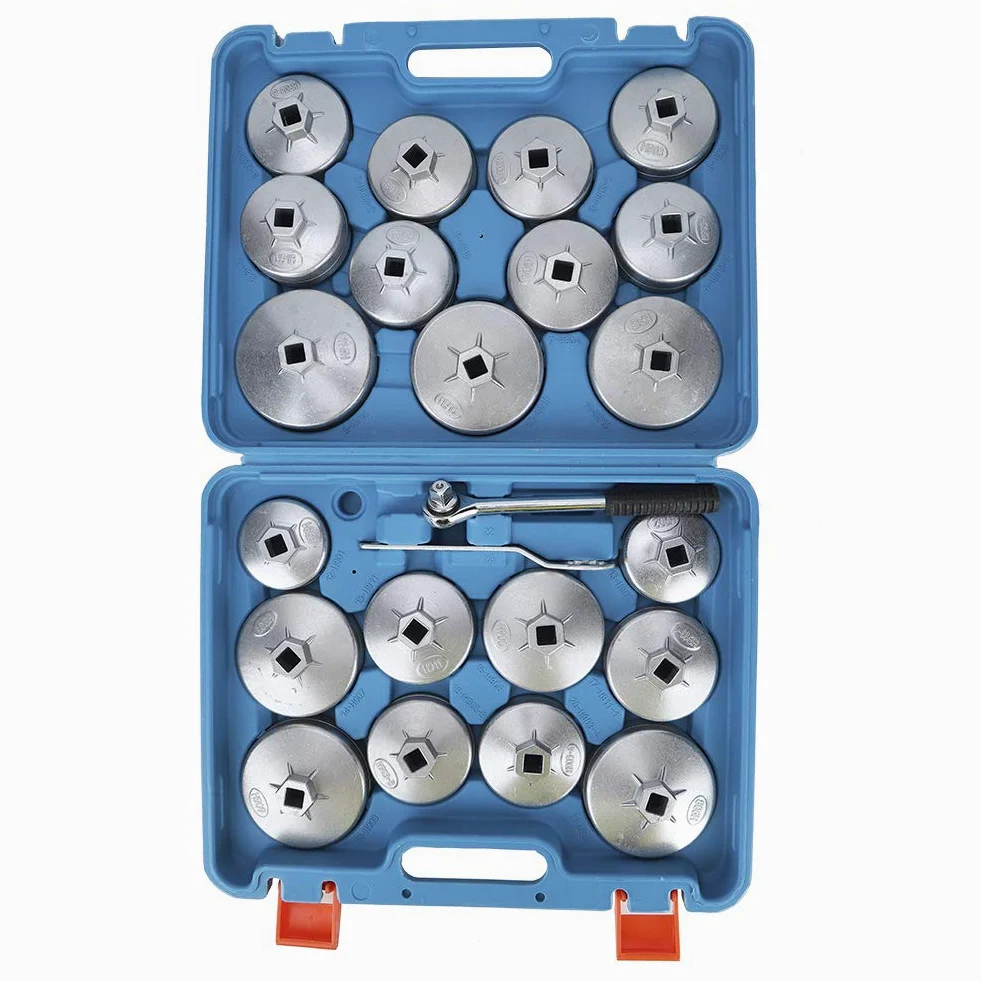 Juego de Llaves para Filtro de Aceite Tipo Taza de 23 Piezas con Llave para un Kit de Herramientas de Extracción de Filtro Eficiente para Todos los Vehículos