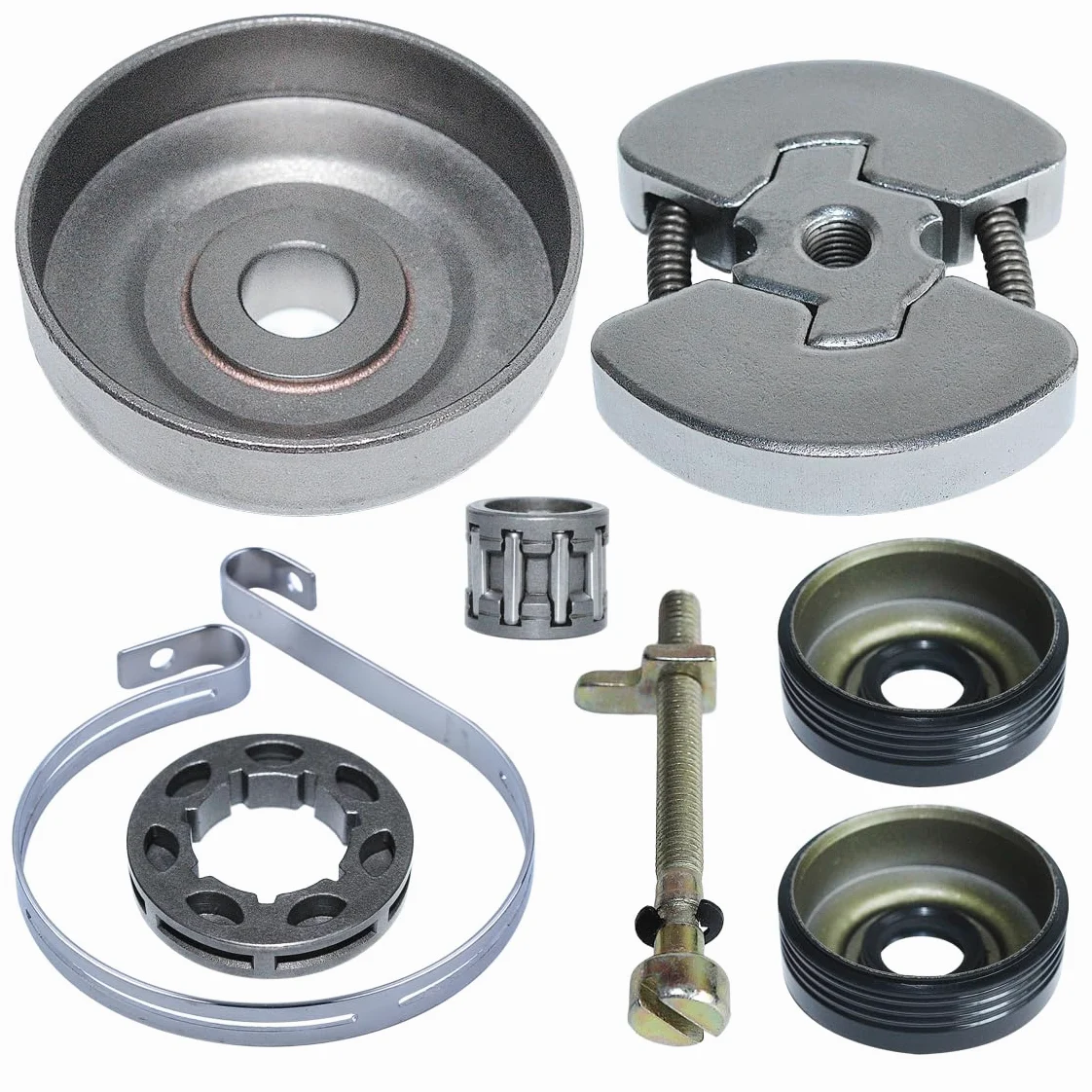 Kit de llanta piñón Tambor Embrague 3/8" y 7 Dientes, Adecuado para Motosierra Banda Freno Cadena Sello Aceite 420, 390, 350, 351, 352, 370 371