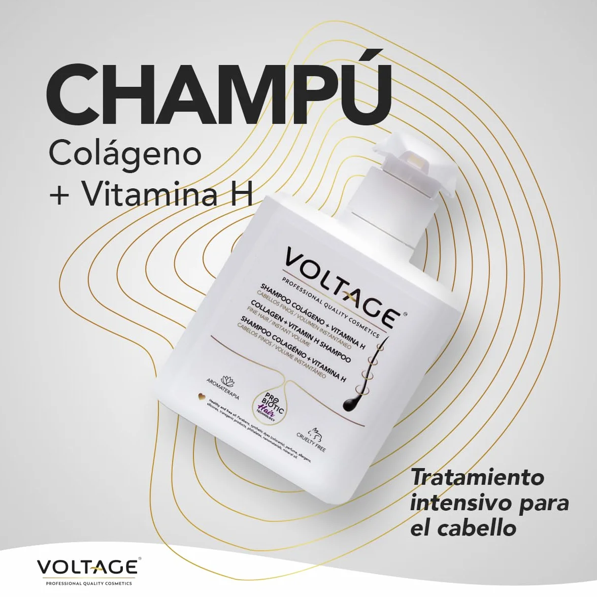 Voltage Cosmetics Champú Colágeno Biotina 500 ml Volumen Antirotura