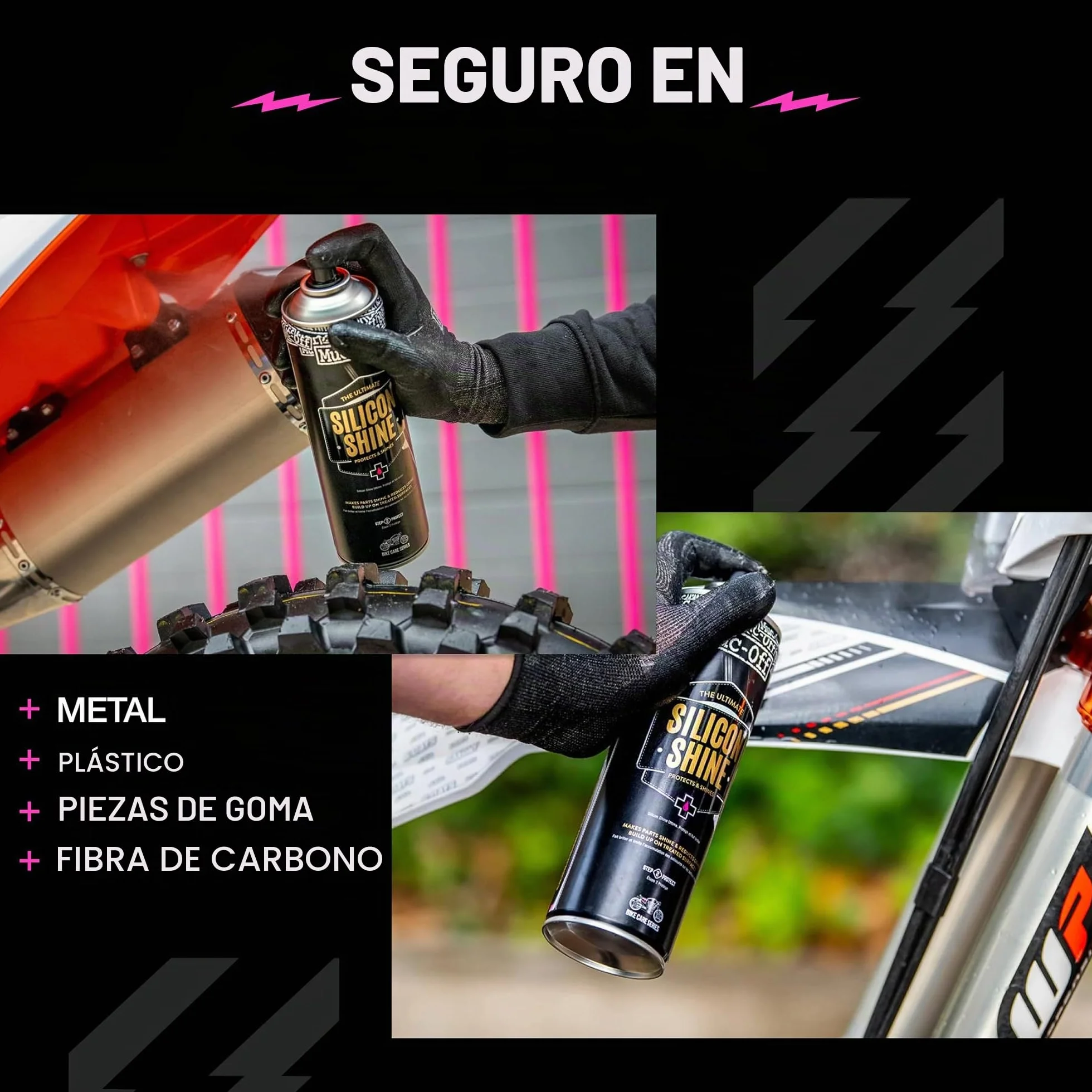 Muc-Off Silicon Shine Abrillantador de Moto de Silicona Líquida, 500 ML - Spray Protector de Moto Abrillantador para un Acabado Luciente - Protege y Ayuda a Prevenir la Adherencia de la Suciedad