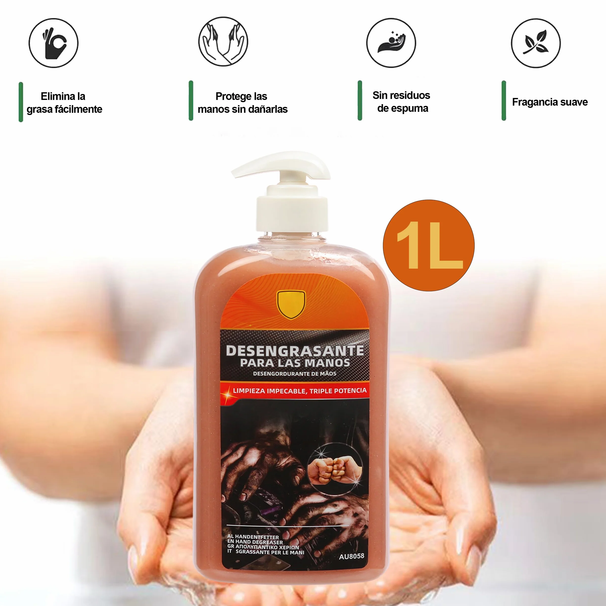 Gel Desengrasante para Manos 1L Profumado con Partículas para Mecánicos - Pack 1