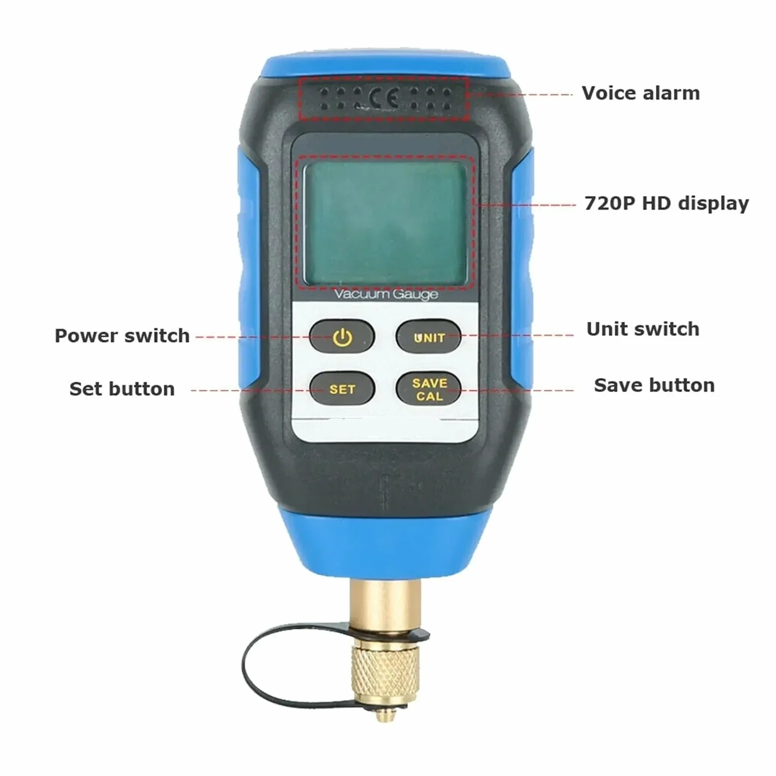 VMV-1 Medidor digital de vacío y presión pantalla LCD servicio HVAC | Ofrece lecturas claras de vacío y presión para evacuación, fugas y servicio HVAC