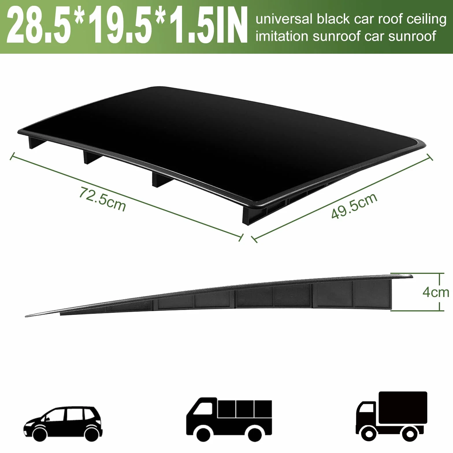 Cubierta Universal para Techo Solar, con Deflector de Viento y Superficie Aislante e Impermeable, con Cinta Impermeable de Doble Cara, 72,5 x 49,5 x 3,8 cm