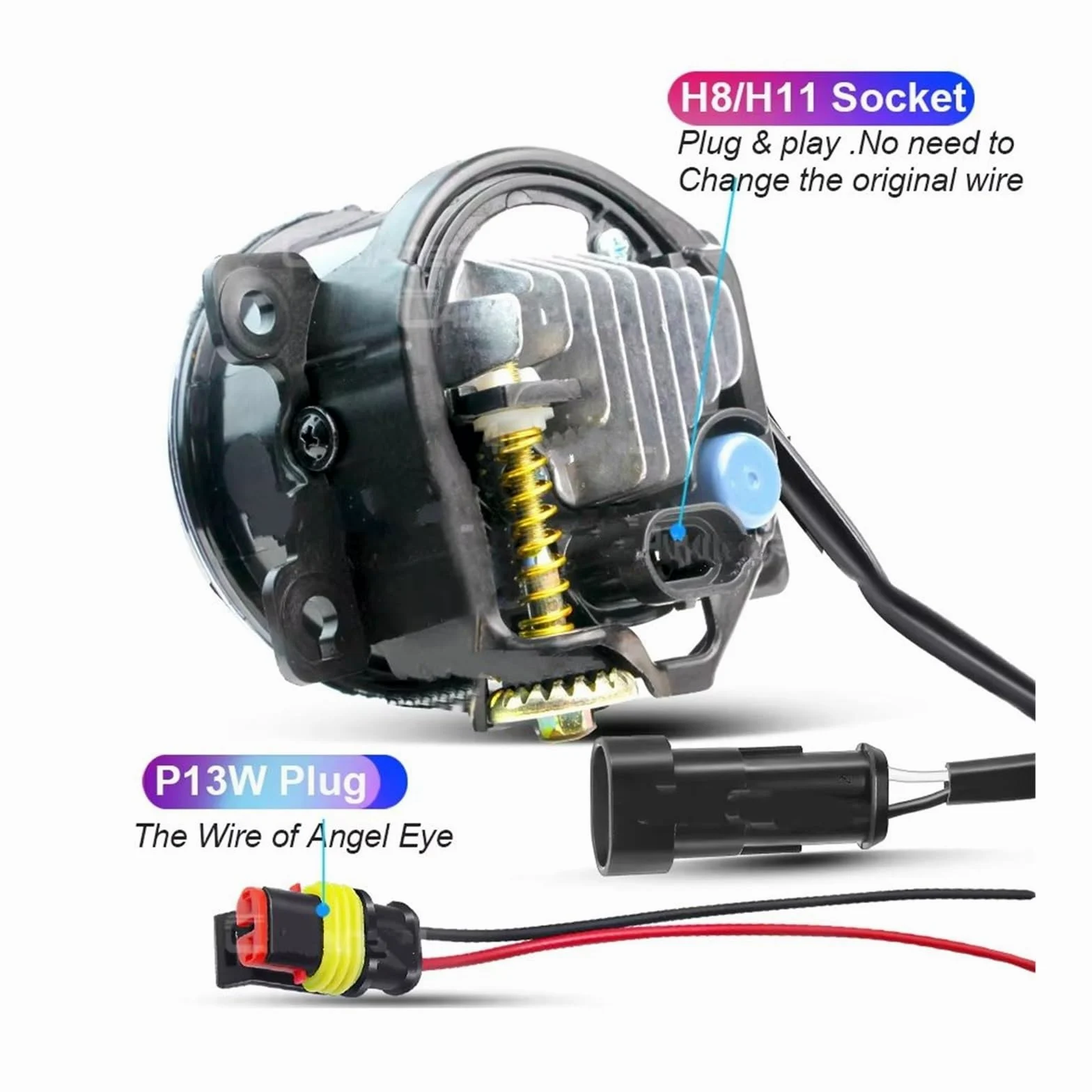 Genérico 2 Piezas Para Suzuki Para Swift Para Sport 07-20 30W 6000LM LED Antiniebla Angel Eye Diurna H11 Canbus Conjunto Lámpara Delantera DRL Faros Antiniebla