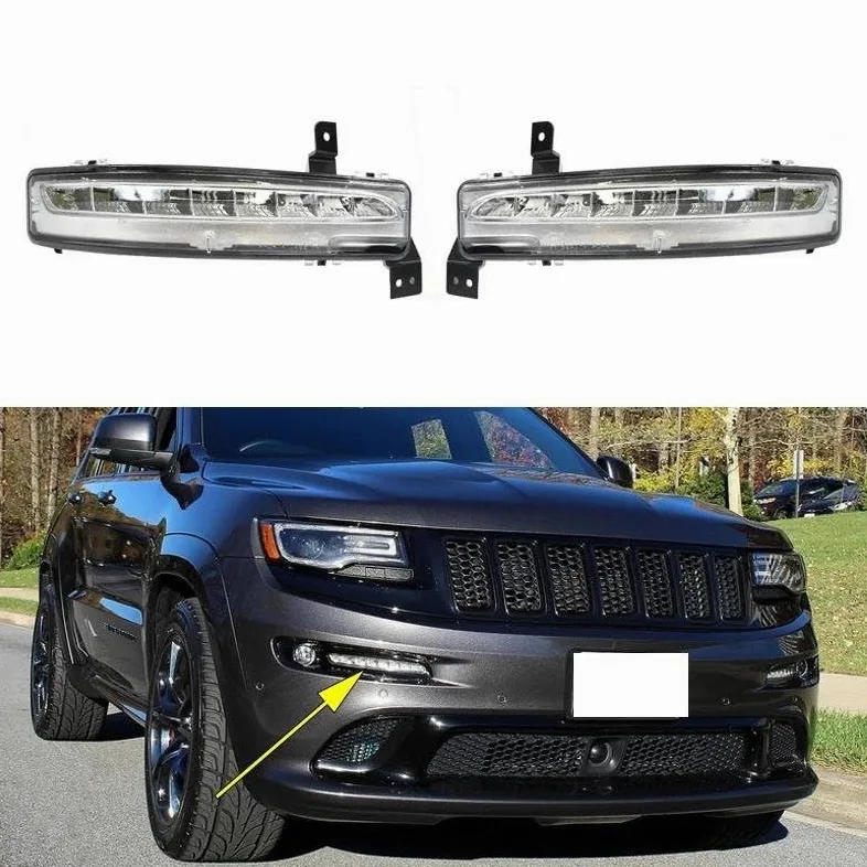 Genérico Luces circulación Diurna LED 1 par de luces diurnas LED DRL, antiniebla, accesorios para coche para Jeep para Grand para Cherokee SRT8 2012-2016 Conjunto luces antiniebla LED