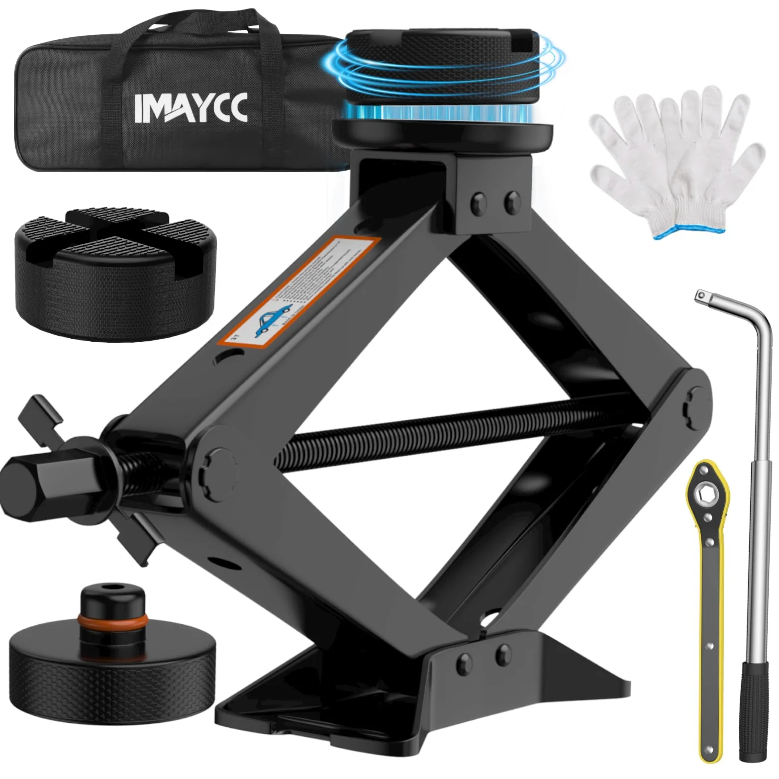 IMAYCC Gato para Coche 3T/3000kg, Kit Universal con 2 Bloque de Goma, Llave de Tuercas para SUV MPV Tesla