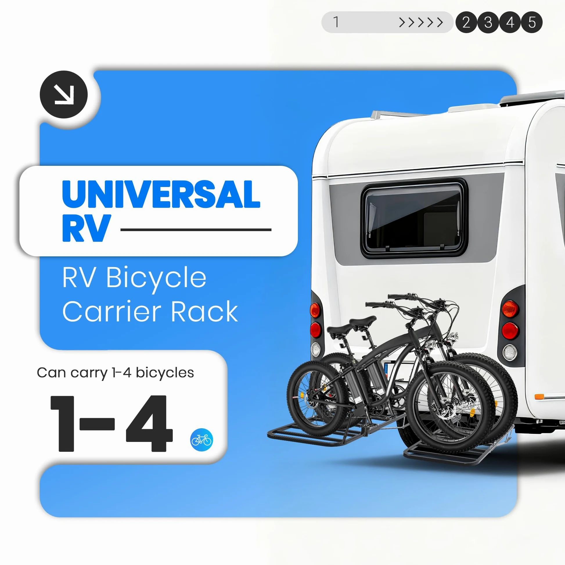 ECOTRIC Portabicicletas para autocaravana, remolque trasero, para 1-4 bicicletas