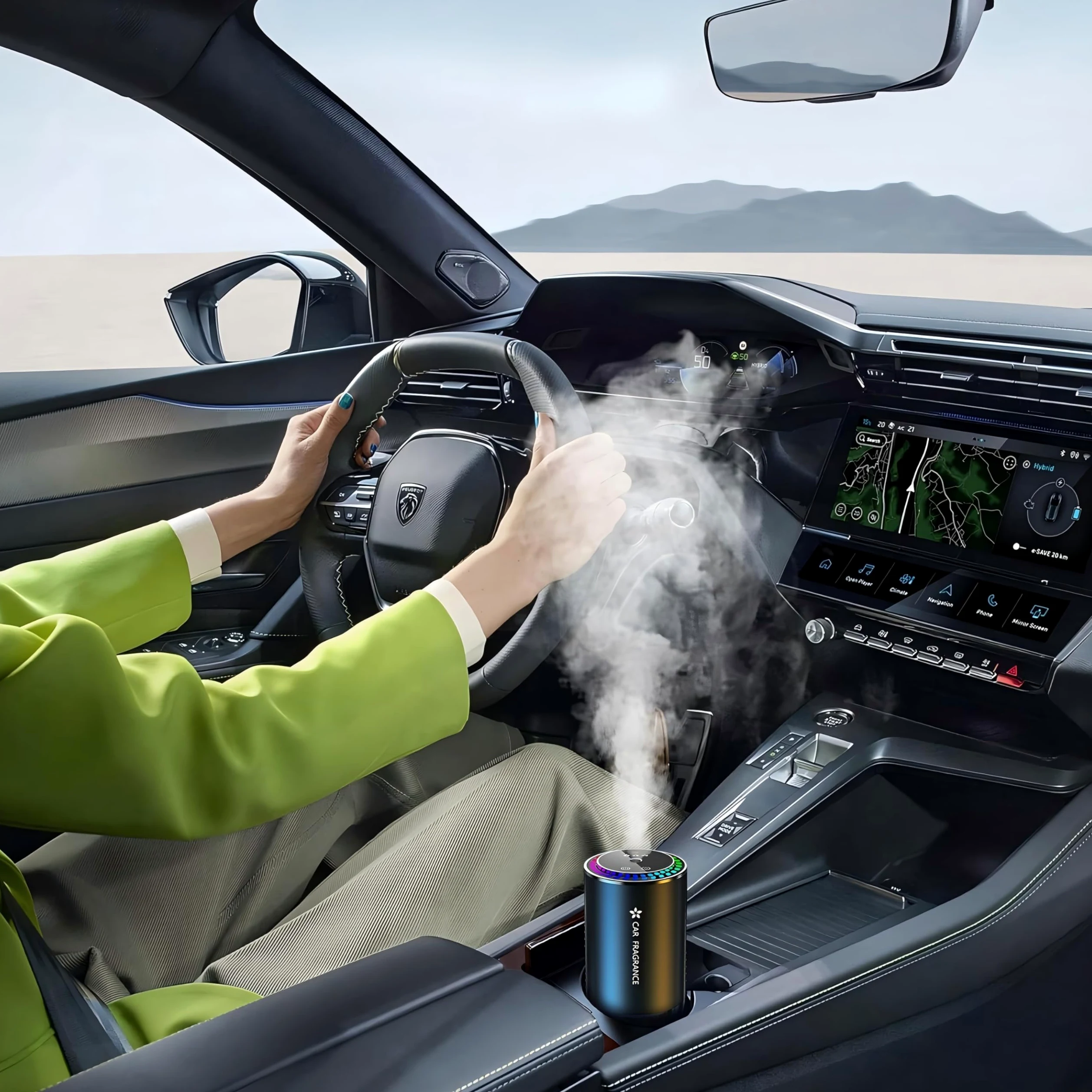 2025 Ambientador eléctrico para coche con perfume de 50 ml (colonia), difusor ultrasónico, 3 modos inteligentes, encendido/apagado automático, batería recargable incorporada