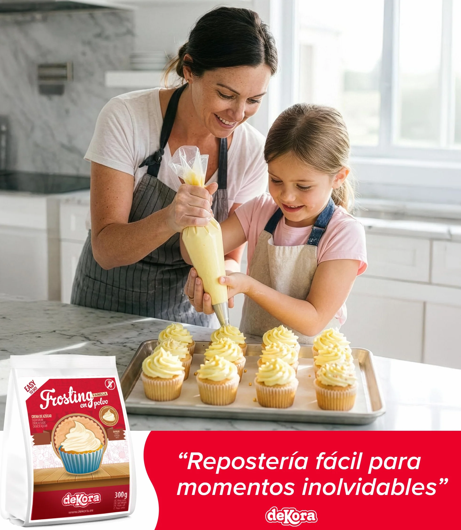 dekora Preparado en polvo para crema sabor vainilla Frosting Buttercream 300 g sin gluten