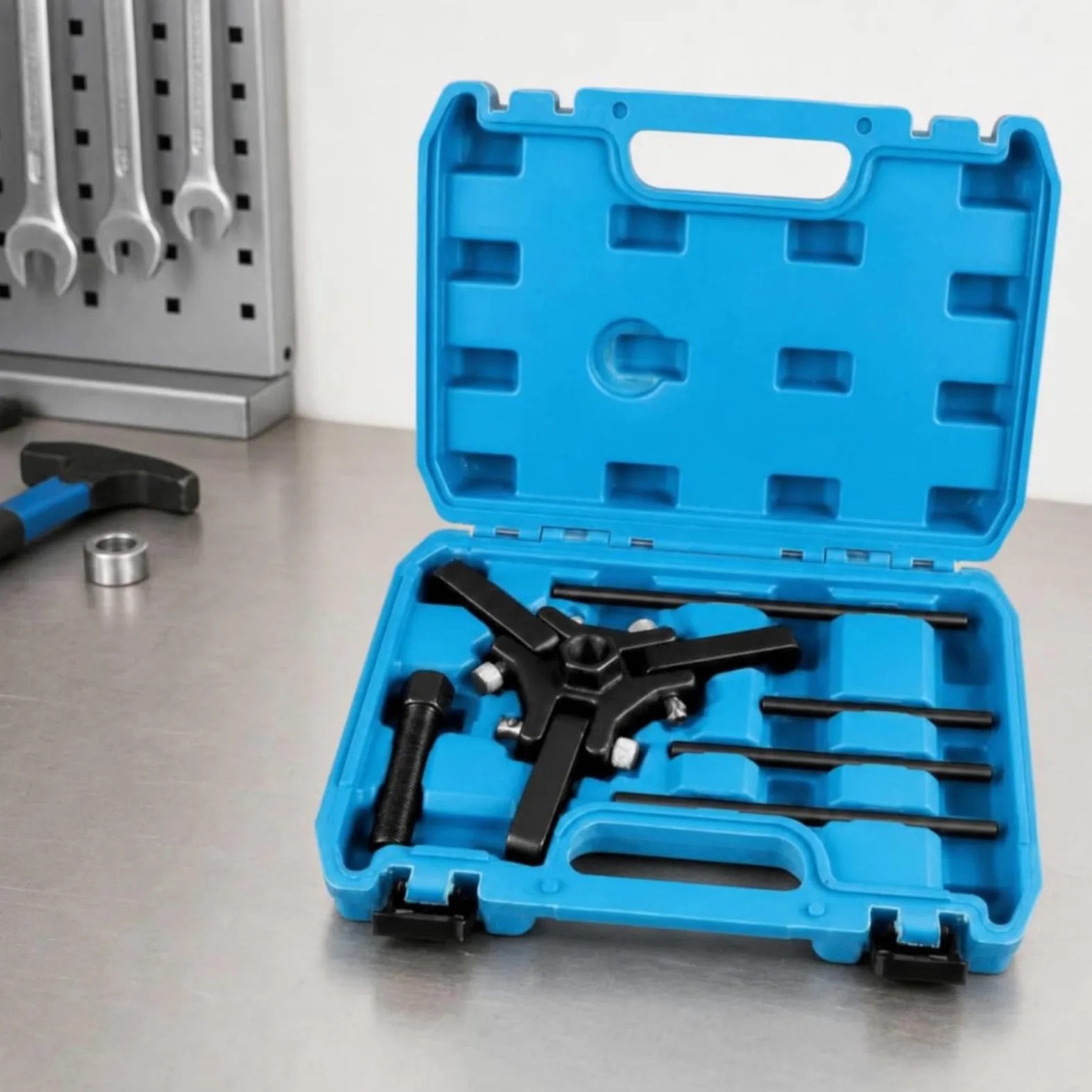 TISHITA Extractor de Polea de Cigüeñal Kit Desmontador Poleas Equilibrador Armónico de Eje con Perno Acero Resistente Estuche Portátil Cierre Seguro Adecuado