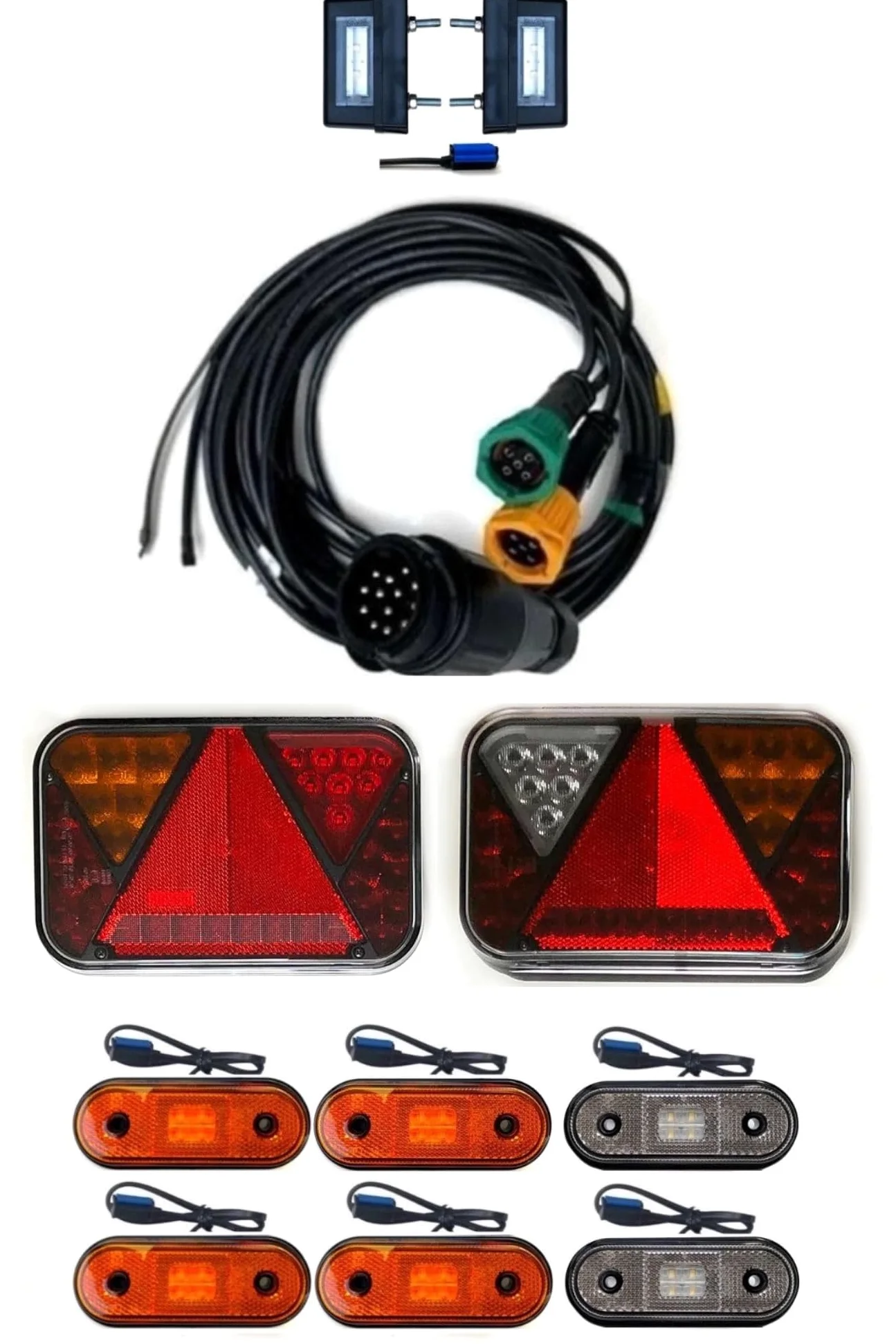 Luces LED traseras para remolques, Piloto LED Remolque, Caja de Control de 13 Pines, Cable de 7,7 m, Juego de Luces
