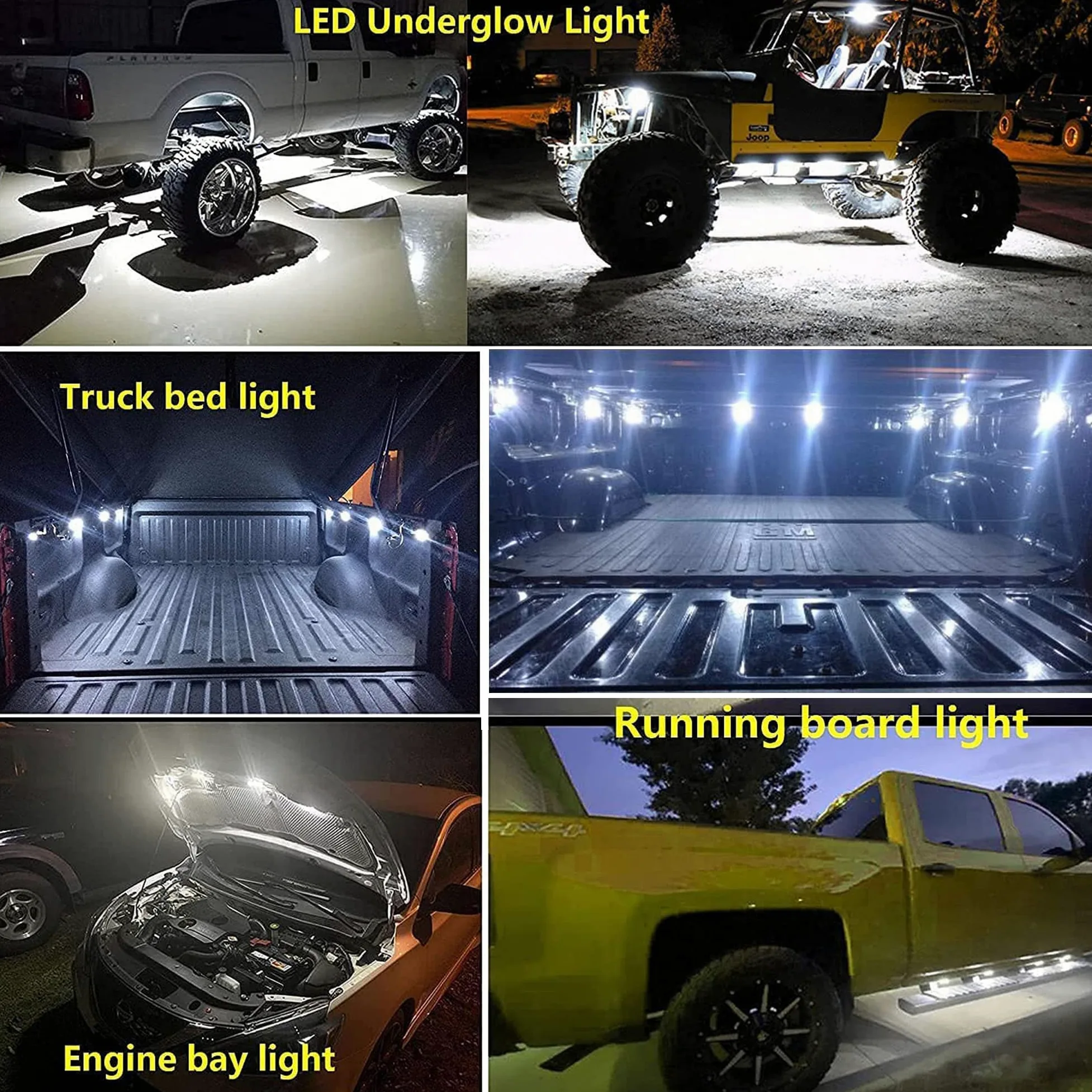 Kit de 8 luces blancas superbrillantes para caja de camión, luz de riel, interior del coche, 48 LED, kit de iluminación trasera de carga con interruptor para furgoneta, todoterreno, debajo del
