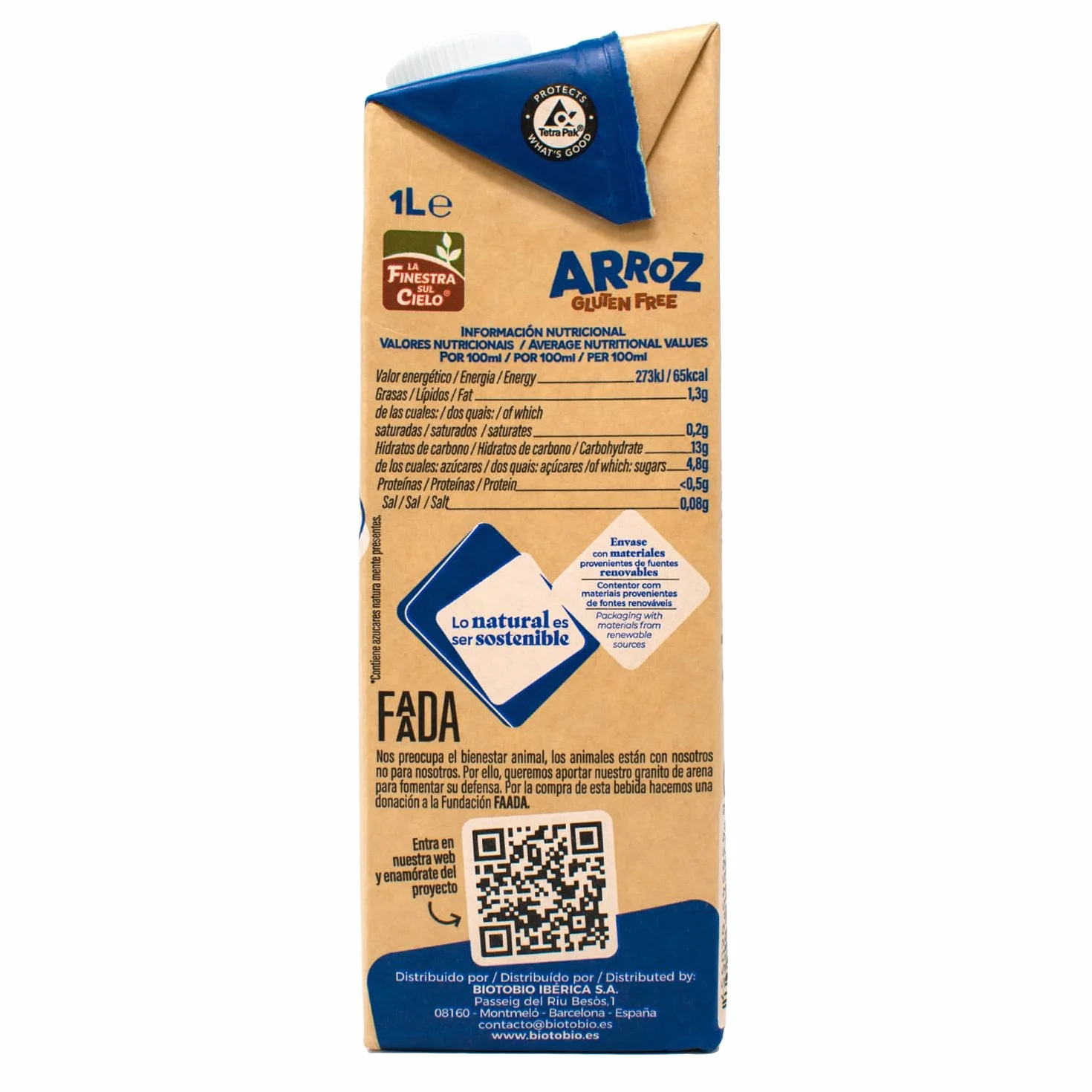 Bebida de arroz BIO gluten free La Finestra sul cielo 1l
