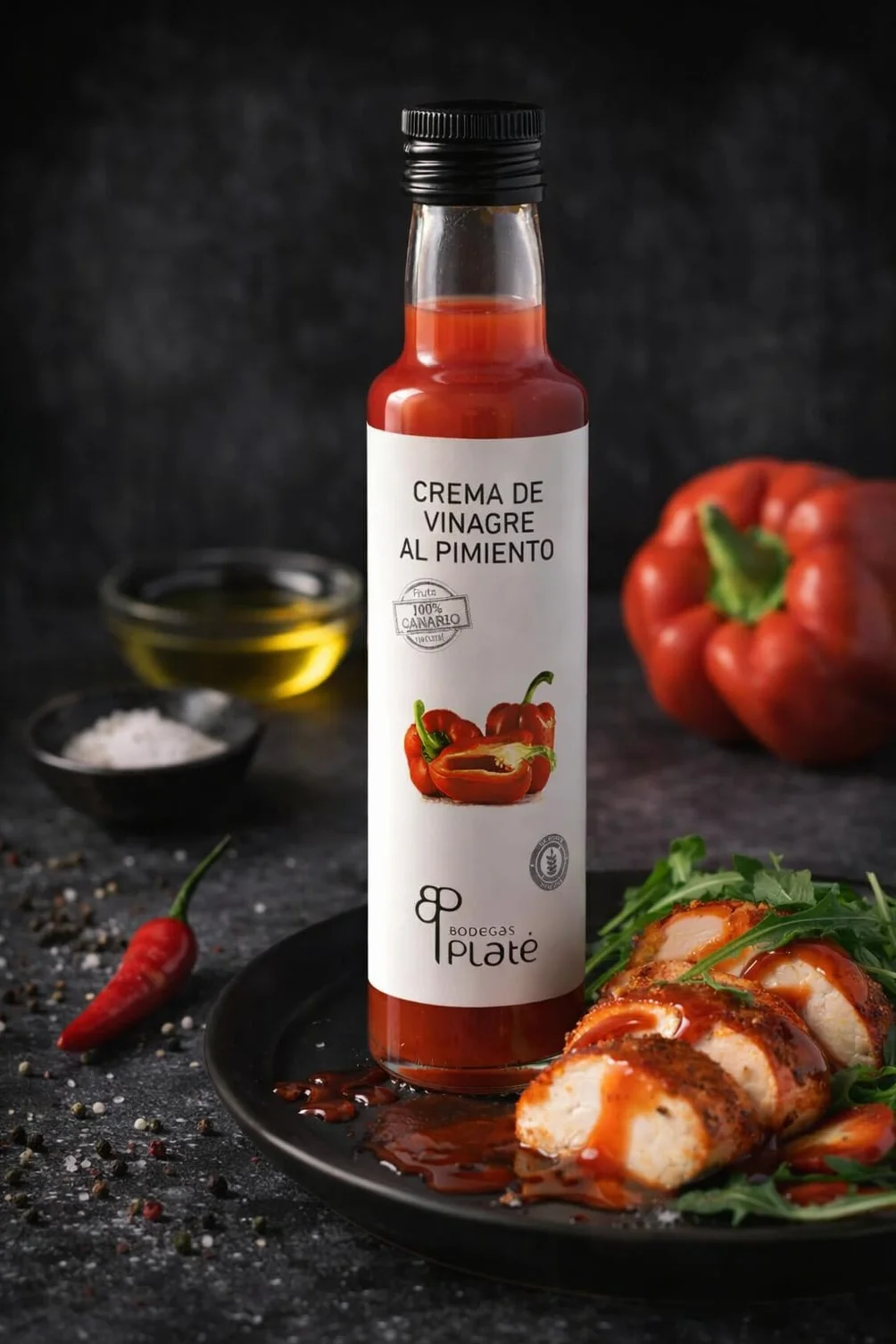 Crema de Vinagre de Pimiento 250 ml Aderezo artesanal vegano sin gluten