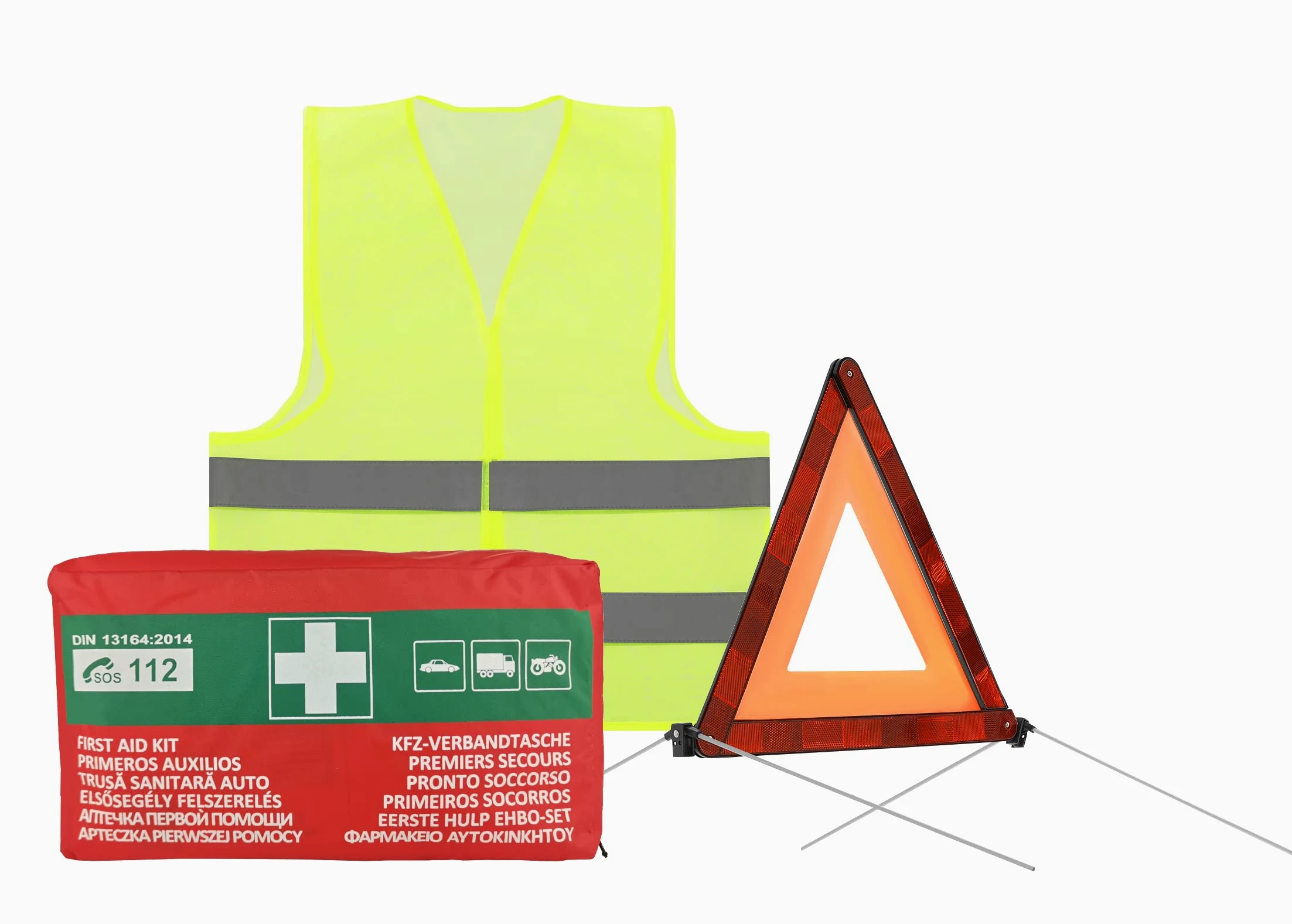 3in1 set de seguridad y primeros auxilios para coche 2022 - set de emergencia con triángulo de advertencia set de primeros auxilios para chaleco de avería - set de averías para coch