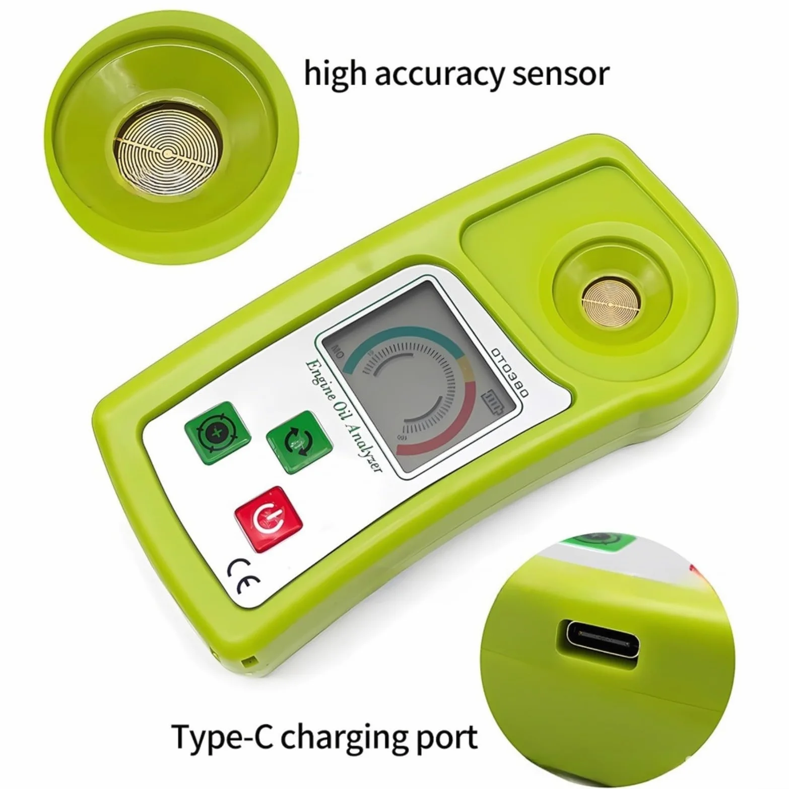 Comprobador de aceite digital de motor con pantalla LCD, sensor de precisión 0-90%, carga USB-C, apagado automático para diésel y